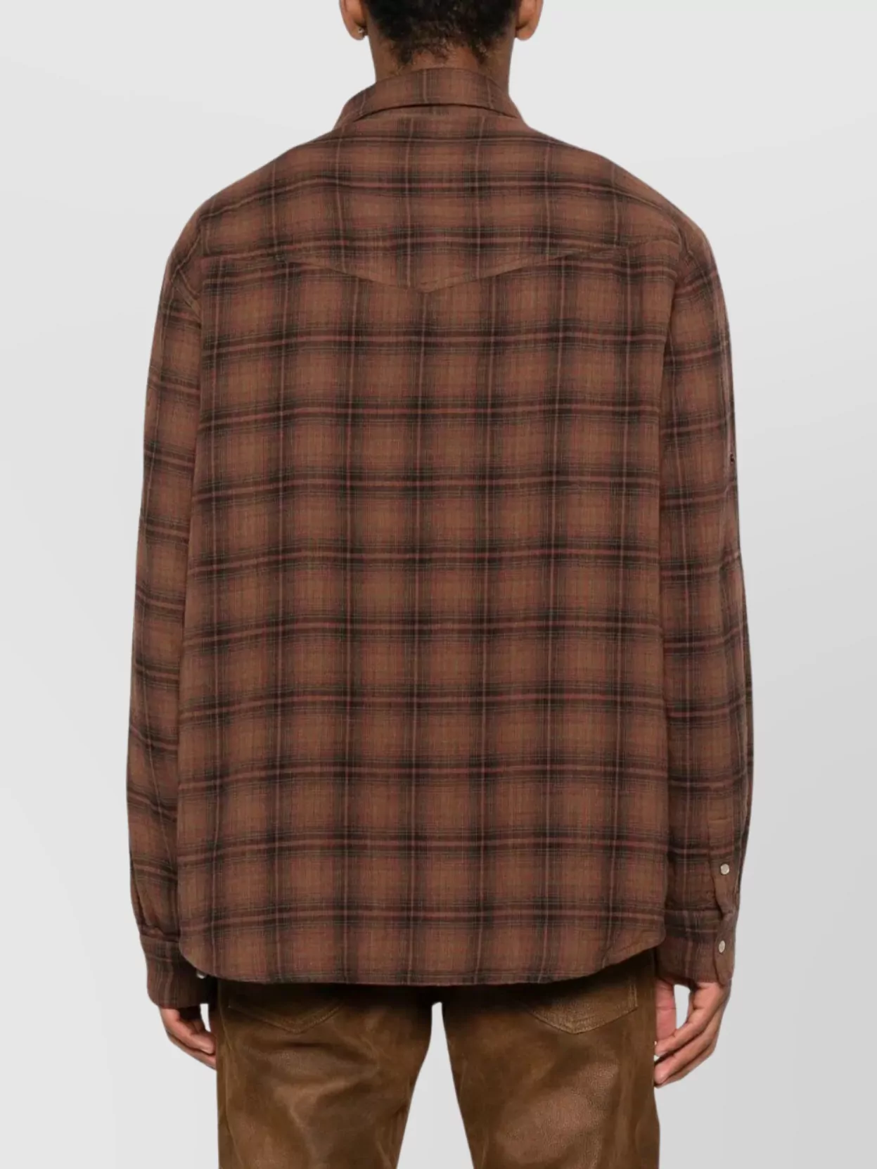 Isabel Marant Checked Long Sleeve Shirt With Chest Pockets In Brown