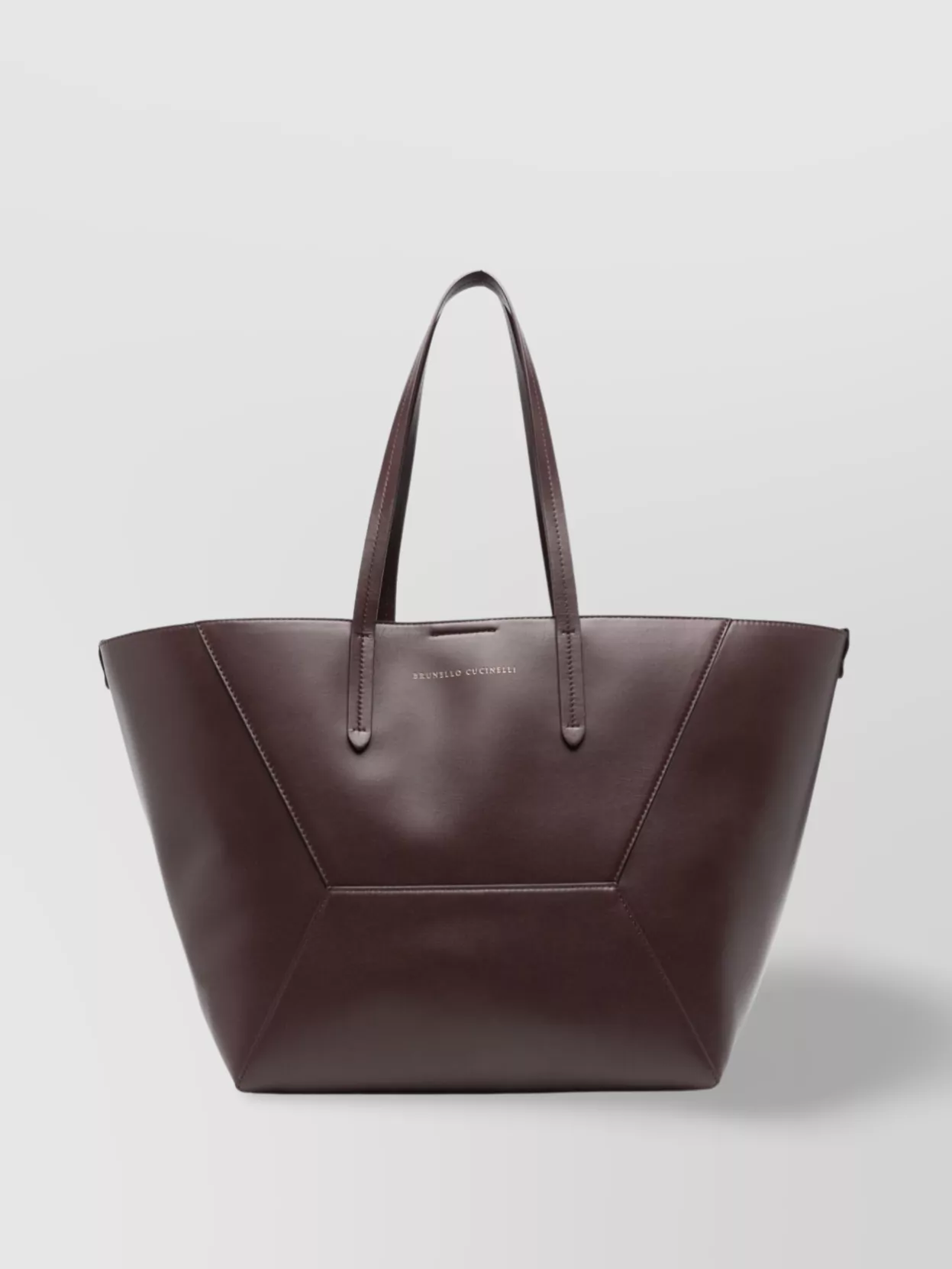 Brunello Cucinelli Leather Tote Bag Detachable Pouch In Red