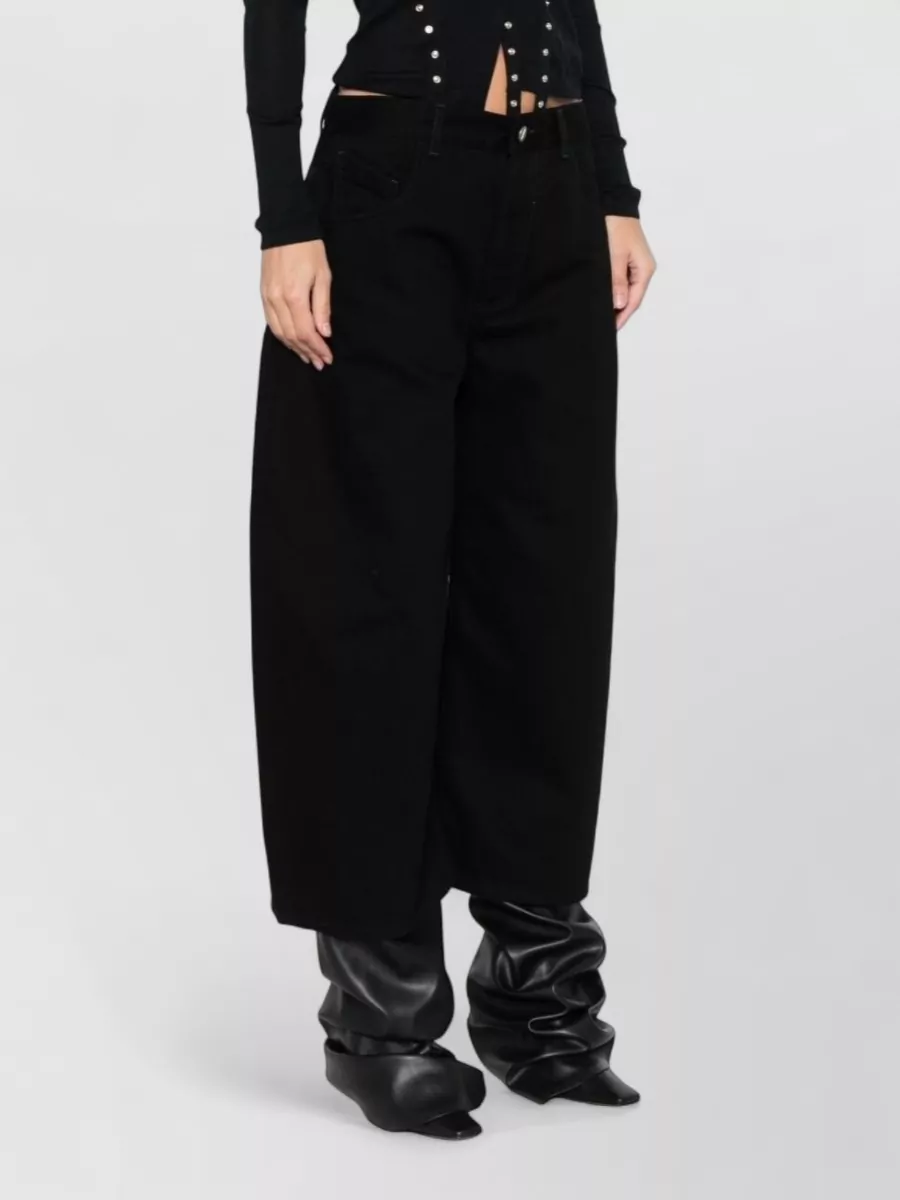 Attico Wide-leg Denim Cotton Trousers In Black