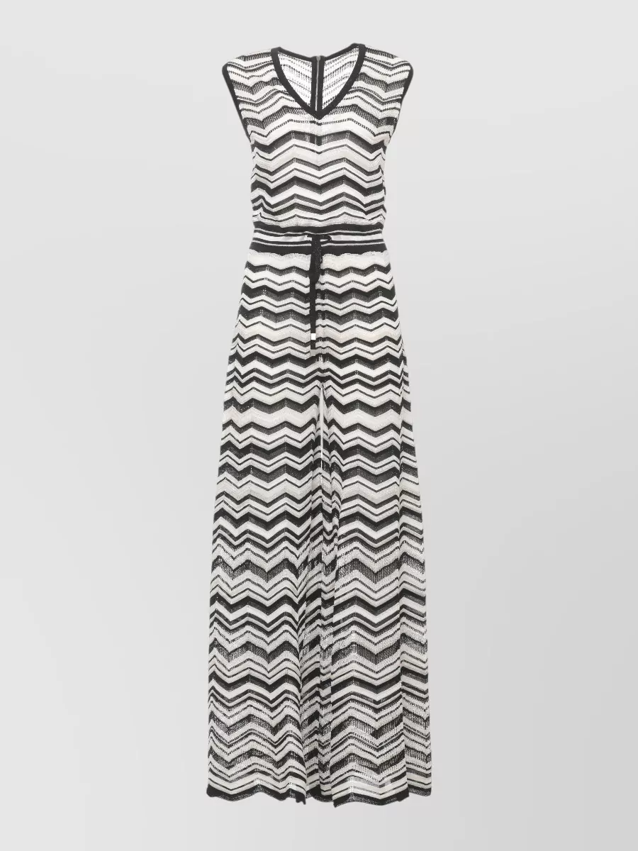 D.exterior Sleeveless v-neck geometric lurex jumpsuit