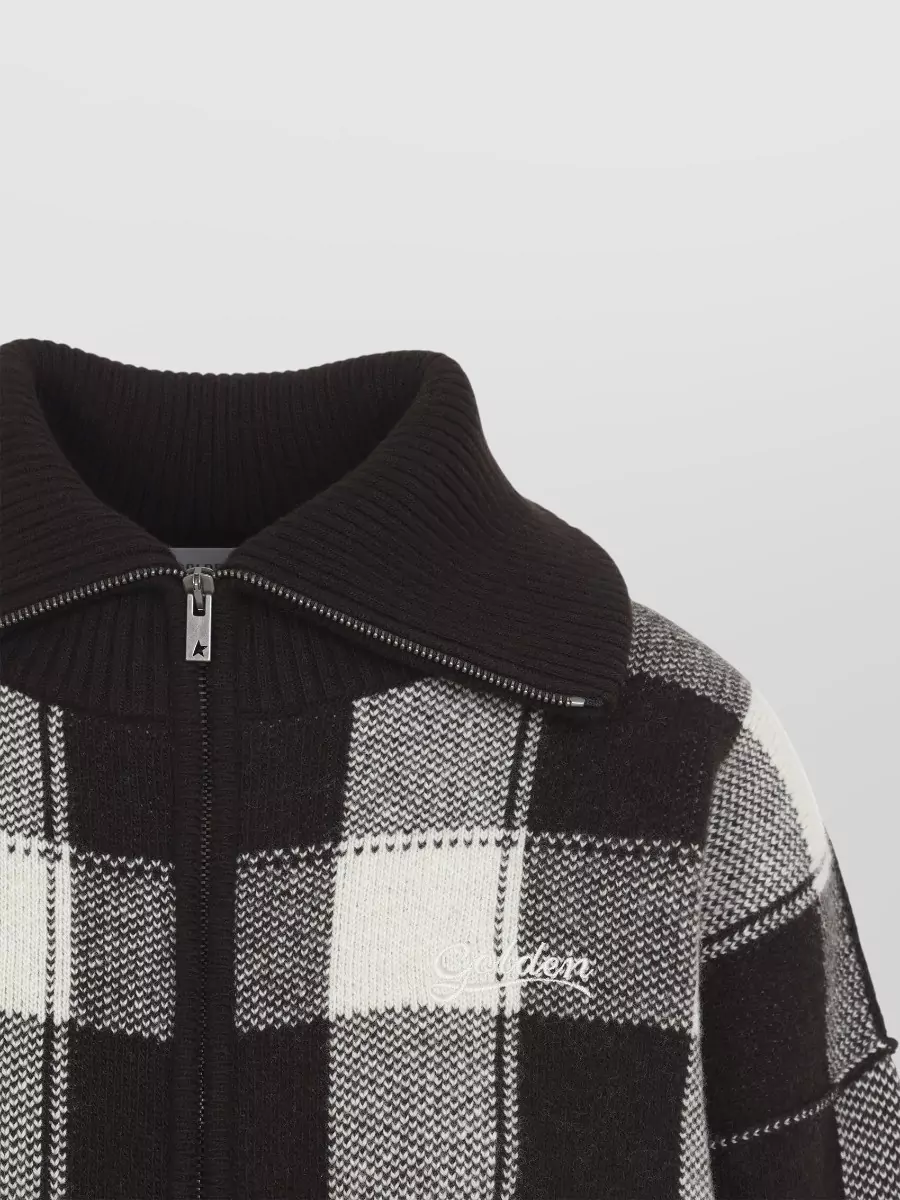 Golden Goose Wool Checked Oversized Zip-Up Cardigan