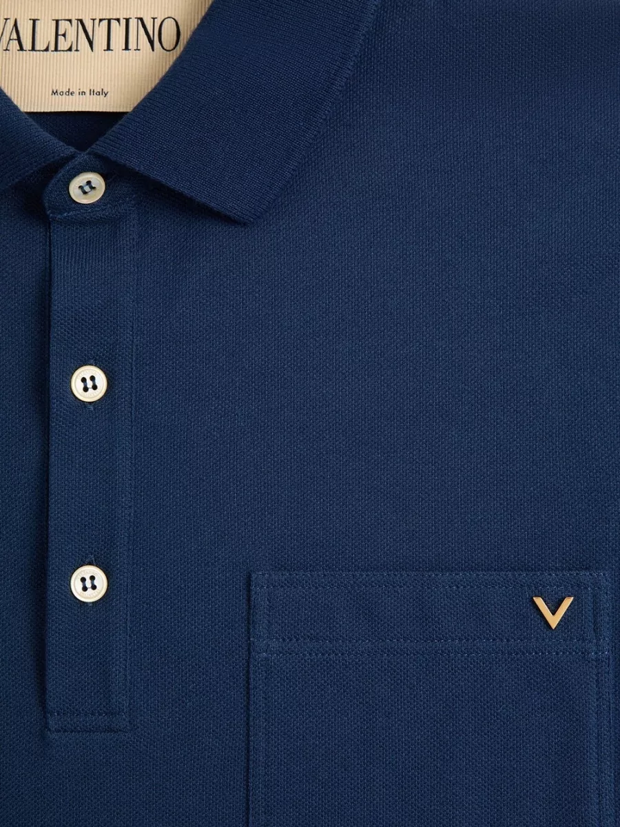Valentino Garavani Piqué Cotton Short-Sleeve Polo Shirt