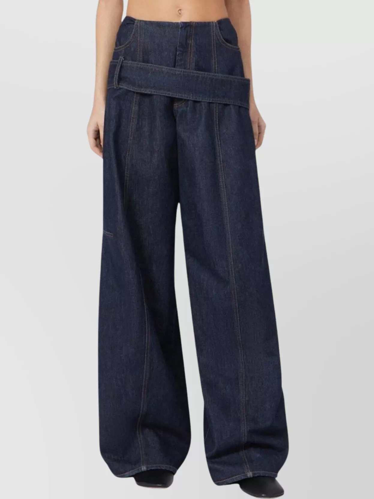 Sportmax Loose Fit Wide Leg Denim Trousers