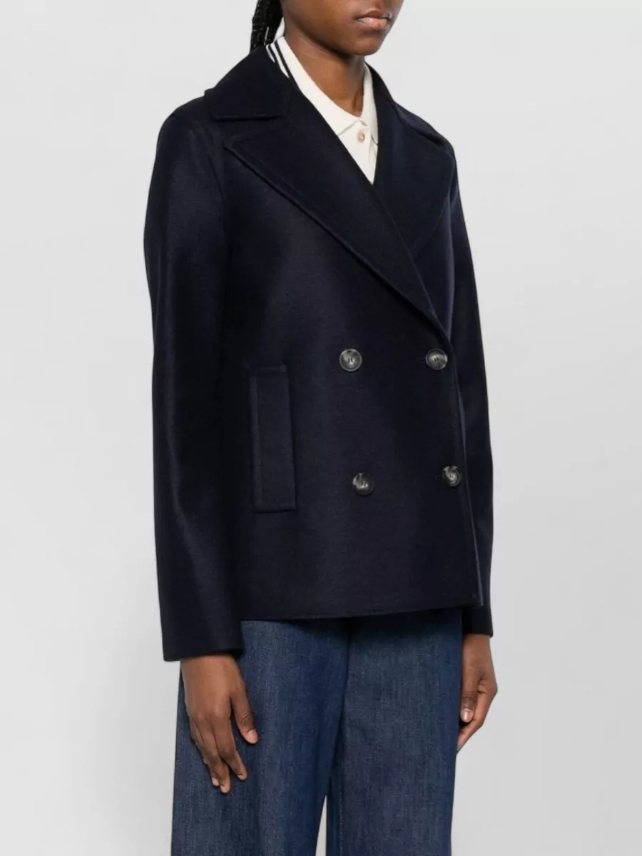 Harris Wharf London Wool Coat Double Breasted Front Pockets
