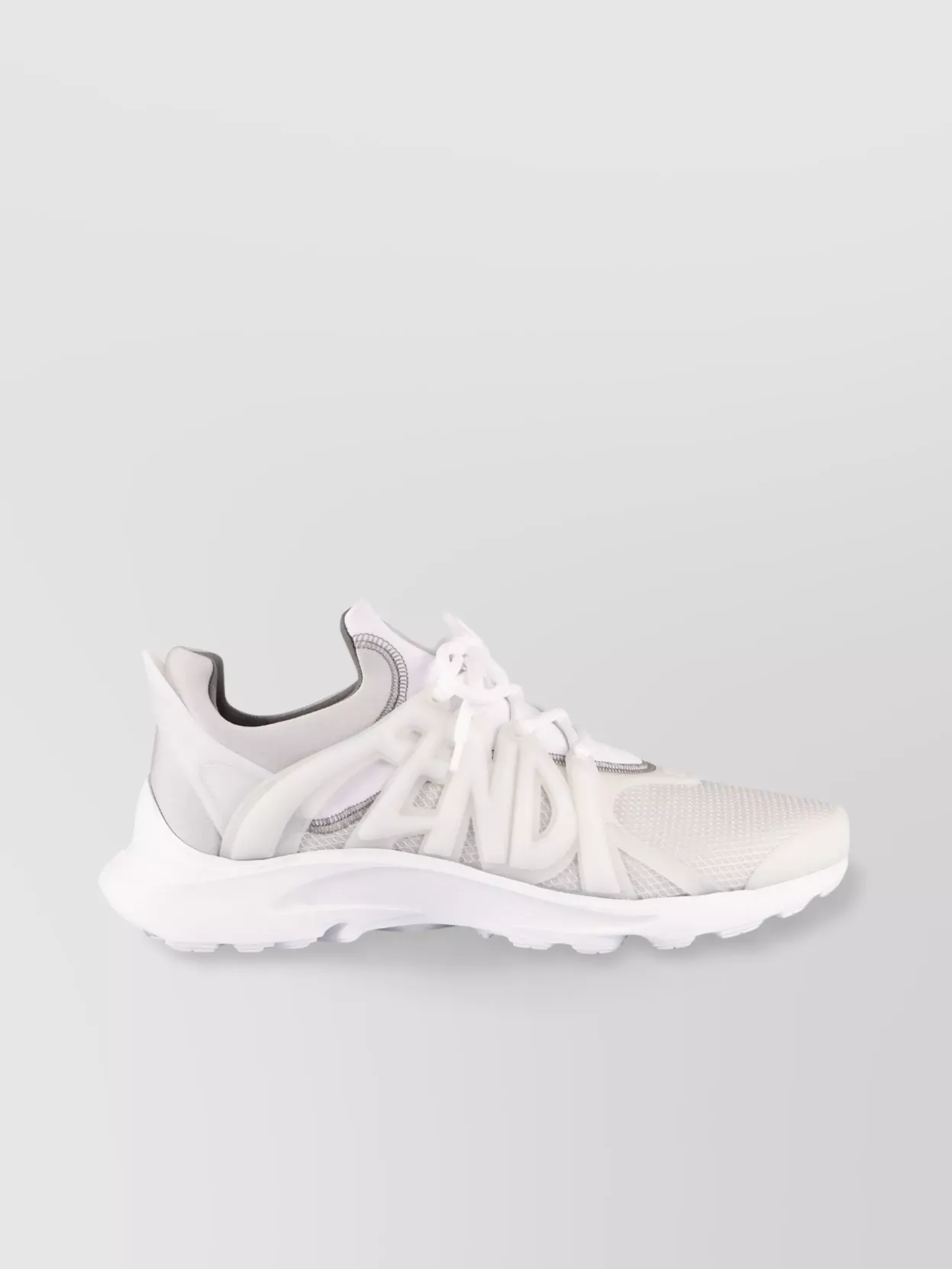 Fendi Tag Low-Top Sneakers With Mesh Upper