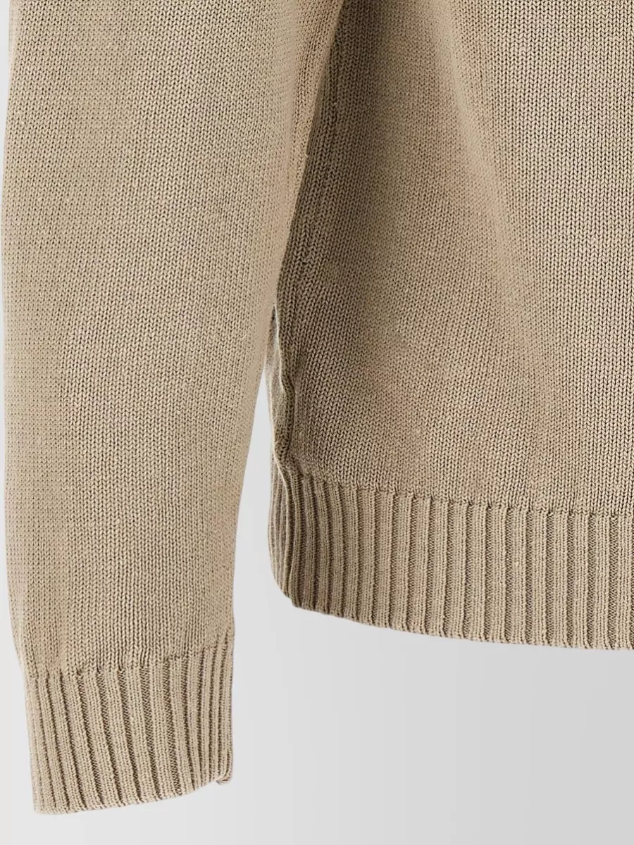 Zanone Cotton Blend Linen High-Neck Cardigan