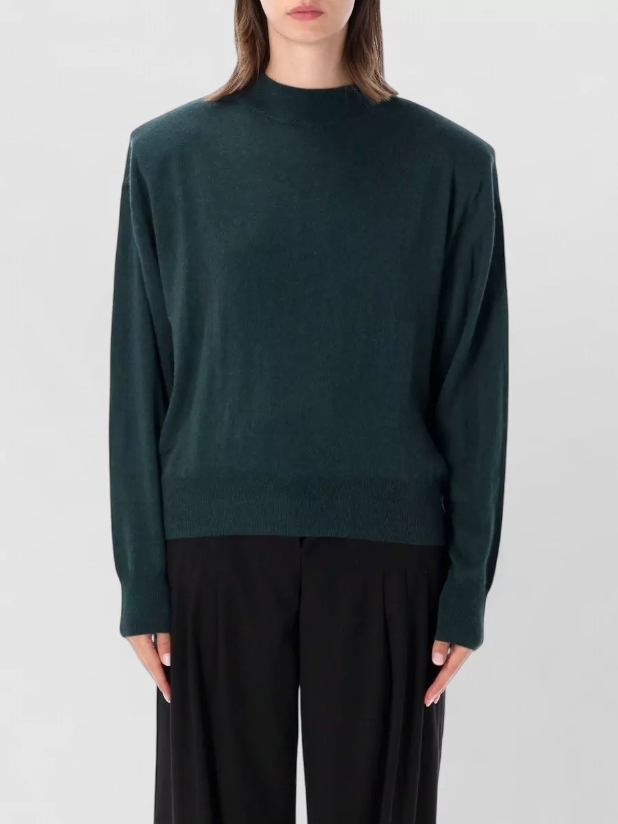 The Frankie Shop Wool ribbed high neck padded shoulder sweater