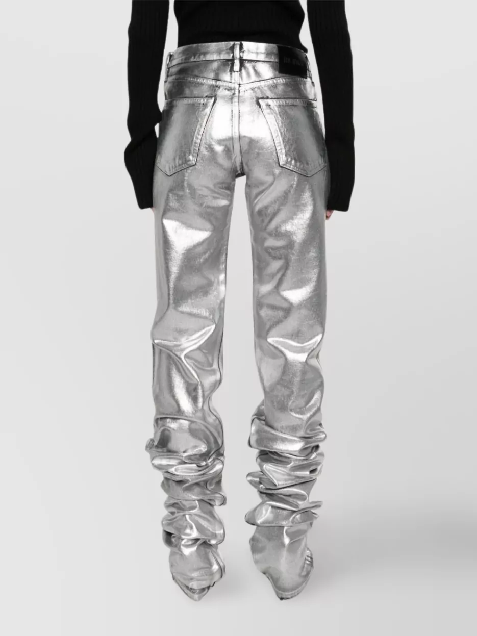 The Attico Shiny Metallic Straight Leg Trousers