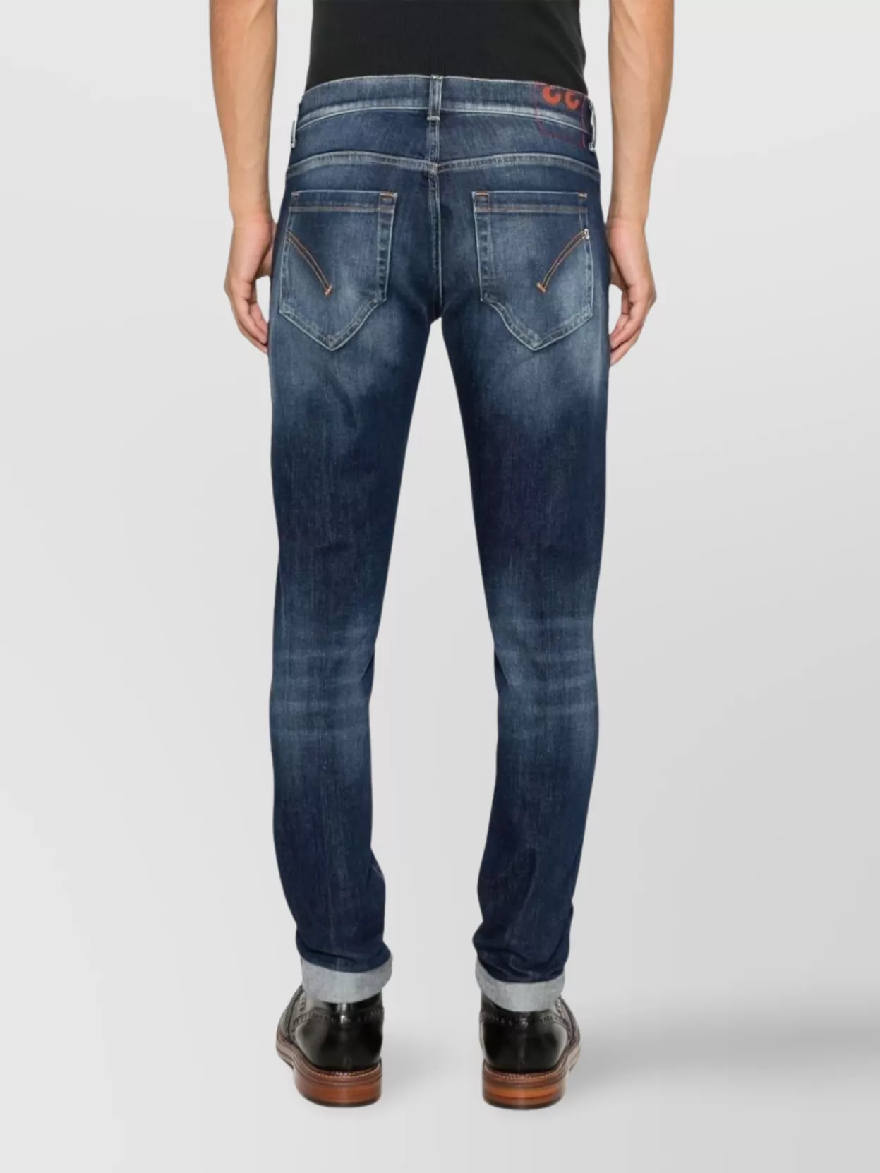 Dondup Dian Belt Loop Contrast Stitching Trousers In Blue