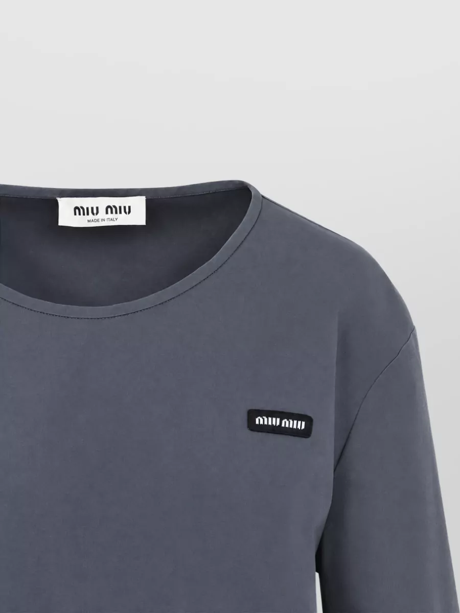 Miu Miu Long-Sleeve Crew-Neck Top