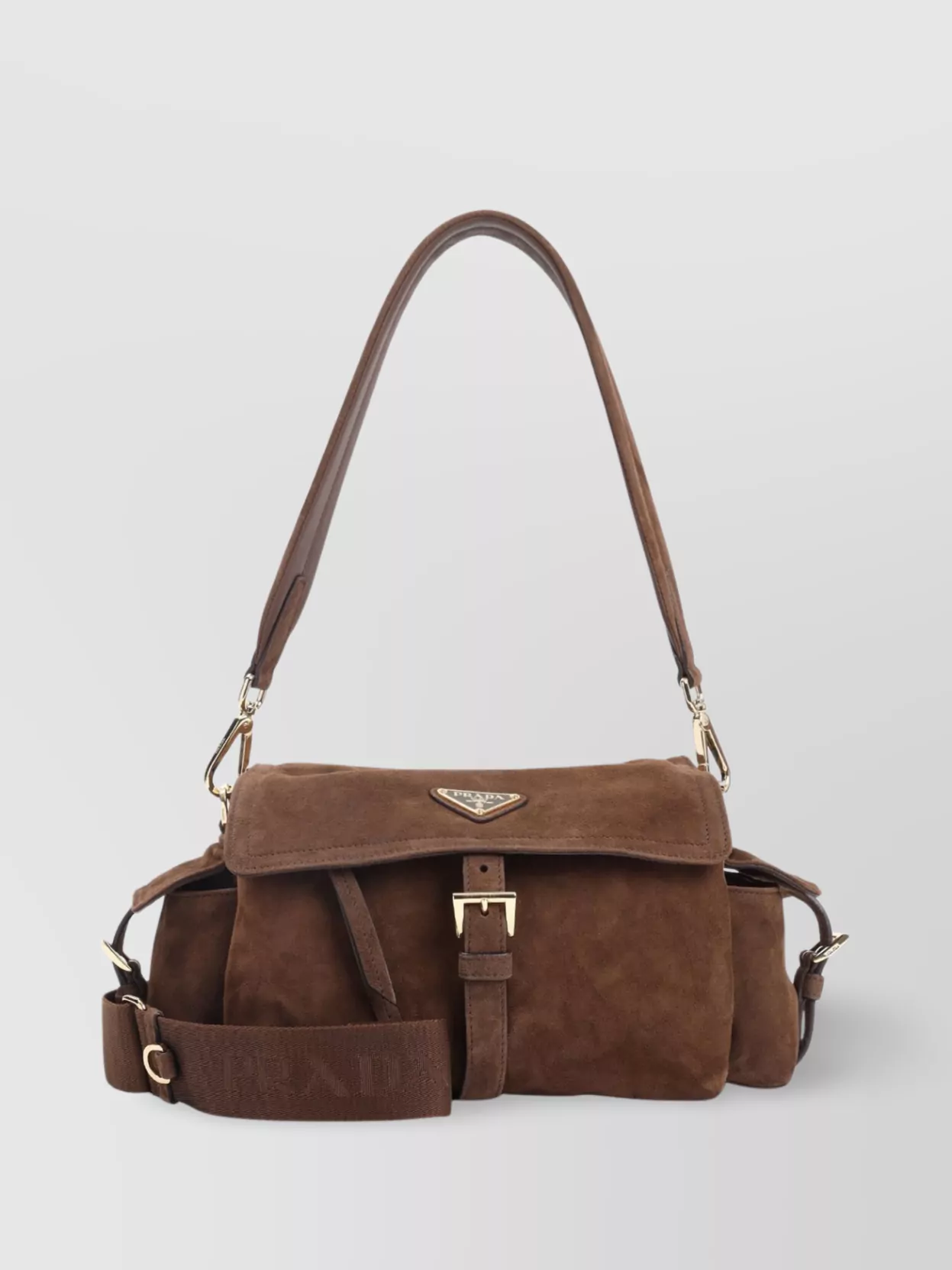 Prada Suede Calf Leather Shoulder Bag