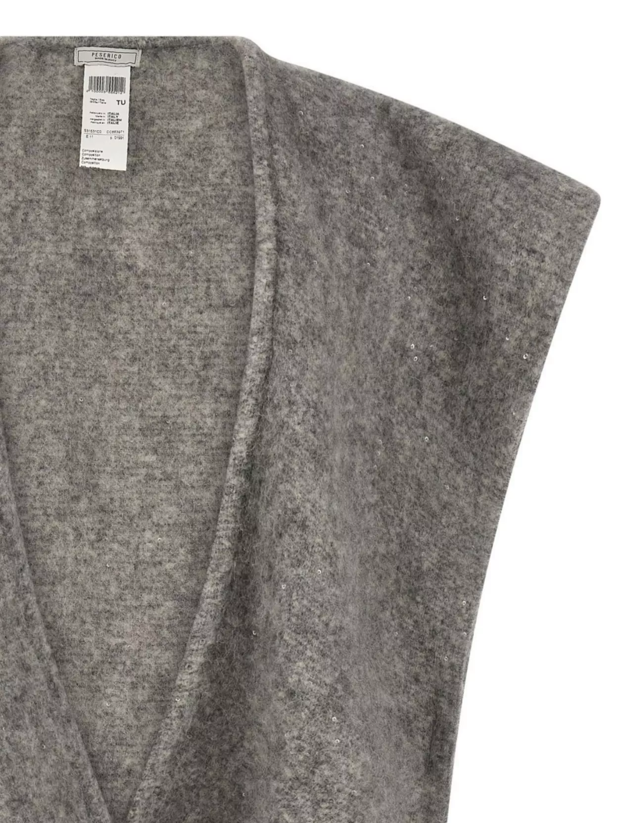 Peserico Textured Fringe Cape Made From Bouclé Yarn
