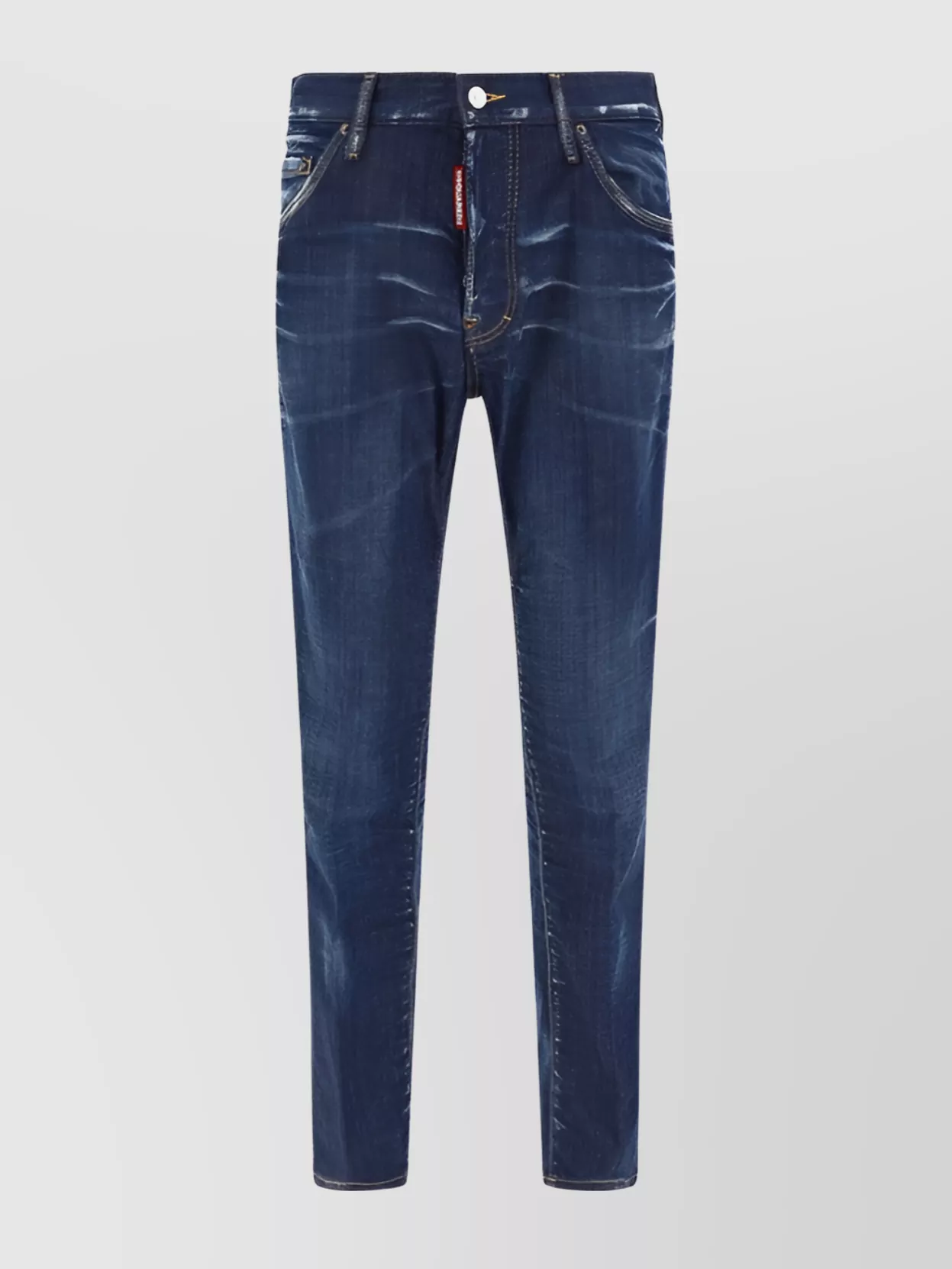 Shop Dsquared2 Straight Style Denim Trousers With Contrast Stitching