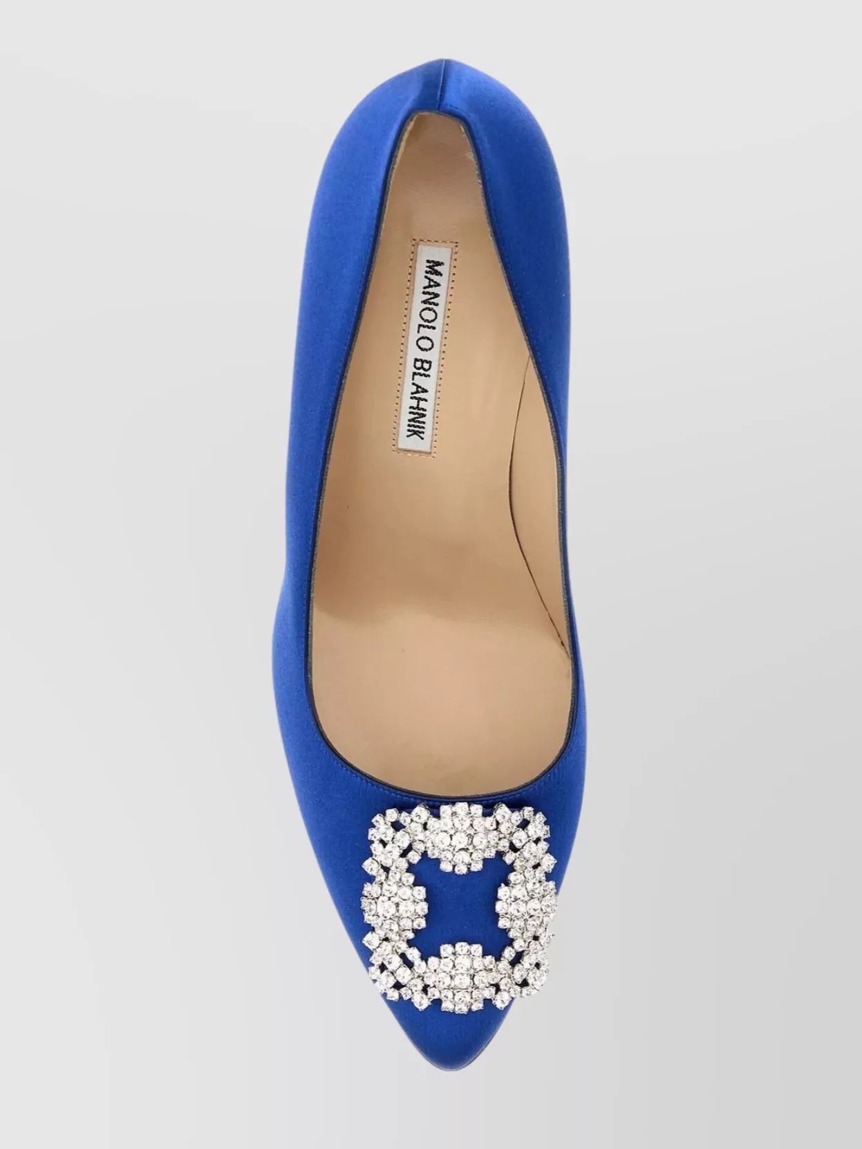 Manolo Blahnik Satin Hangisi 105 Pumps With Jewel Embellishment In Blue