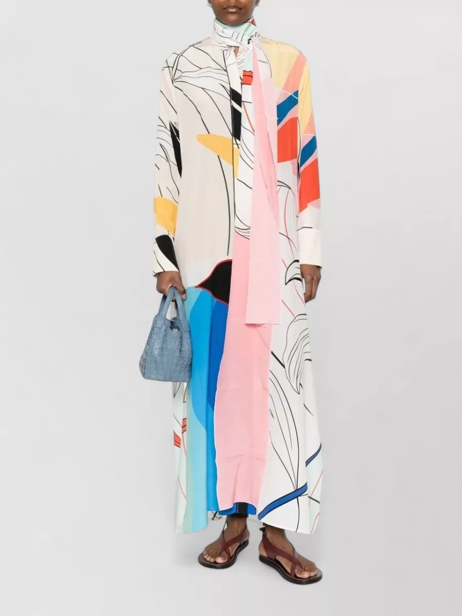 F.r.s For Restless Sleepers silk printed long-sleeve round-neck maxi dress