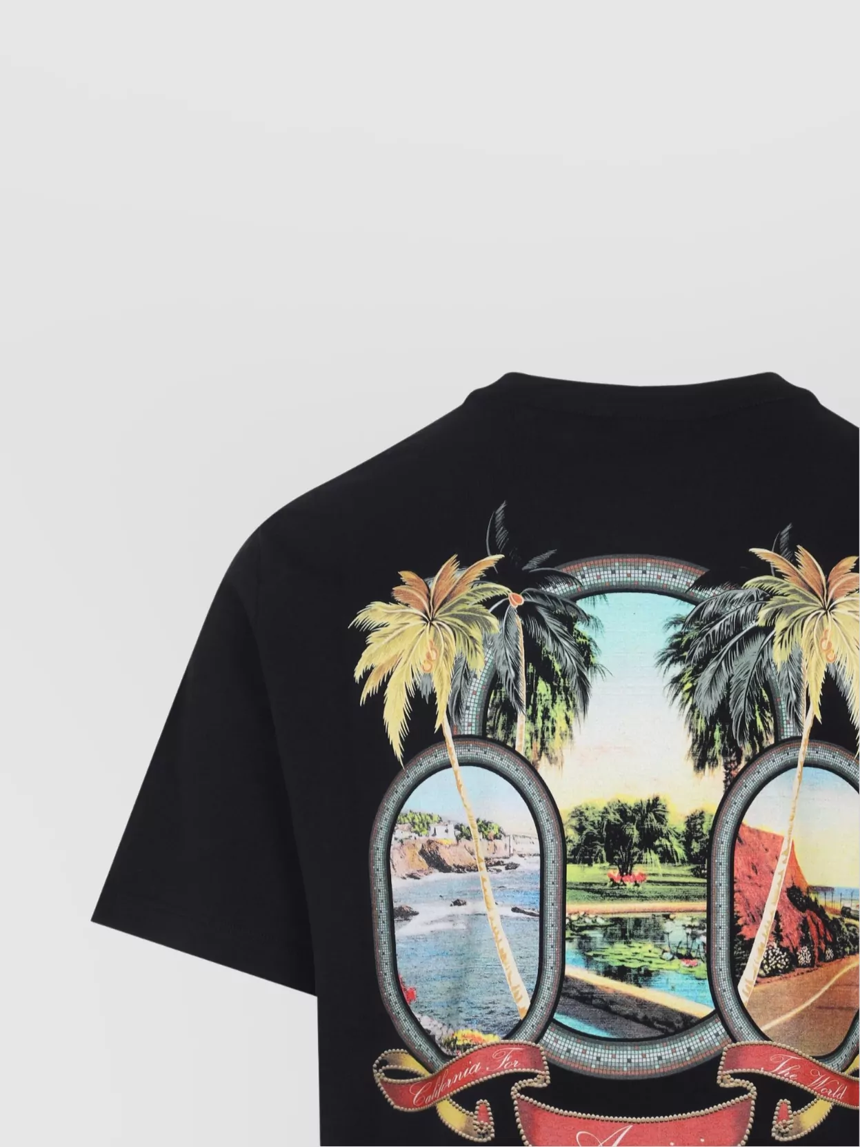 Amiri Black T-shirt With Logo Print And Graphic Design In Black