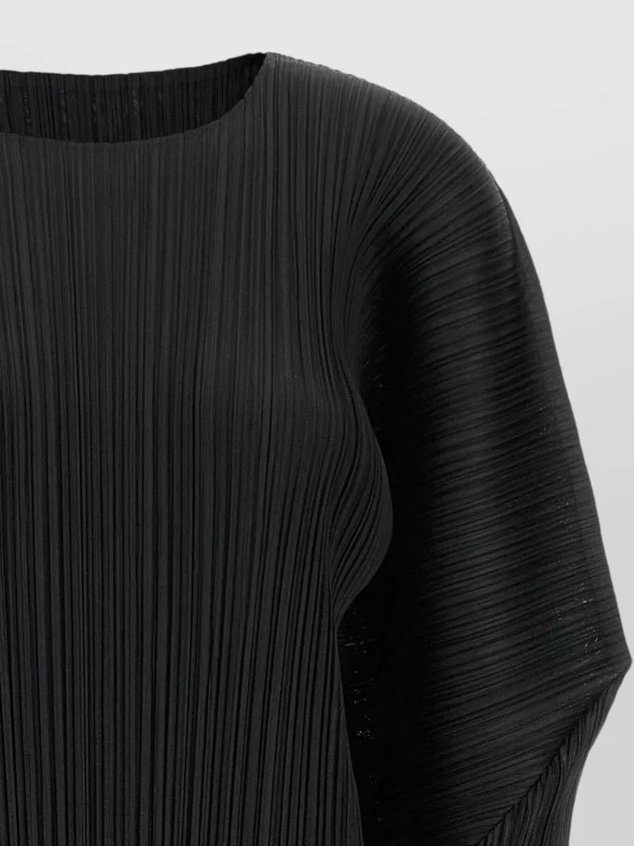 Pleats Please Issey Miyake Skyline Midi Dress Round Neck Dolman Sleeves