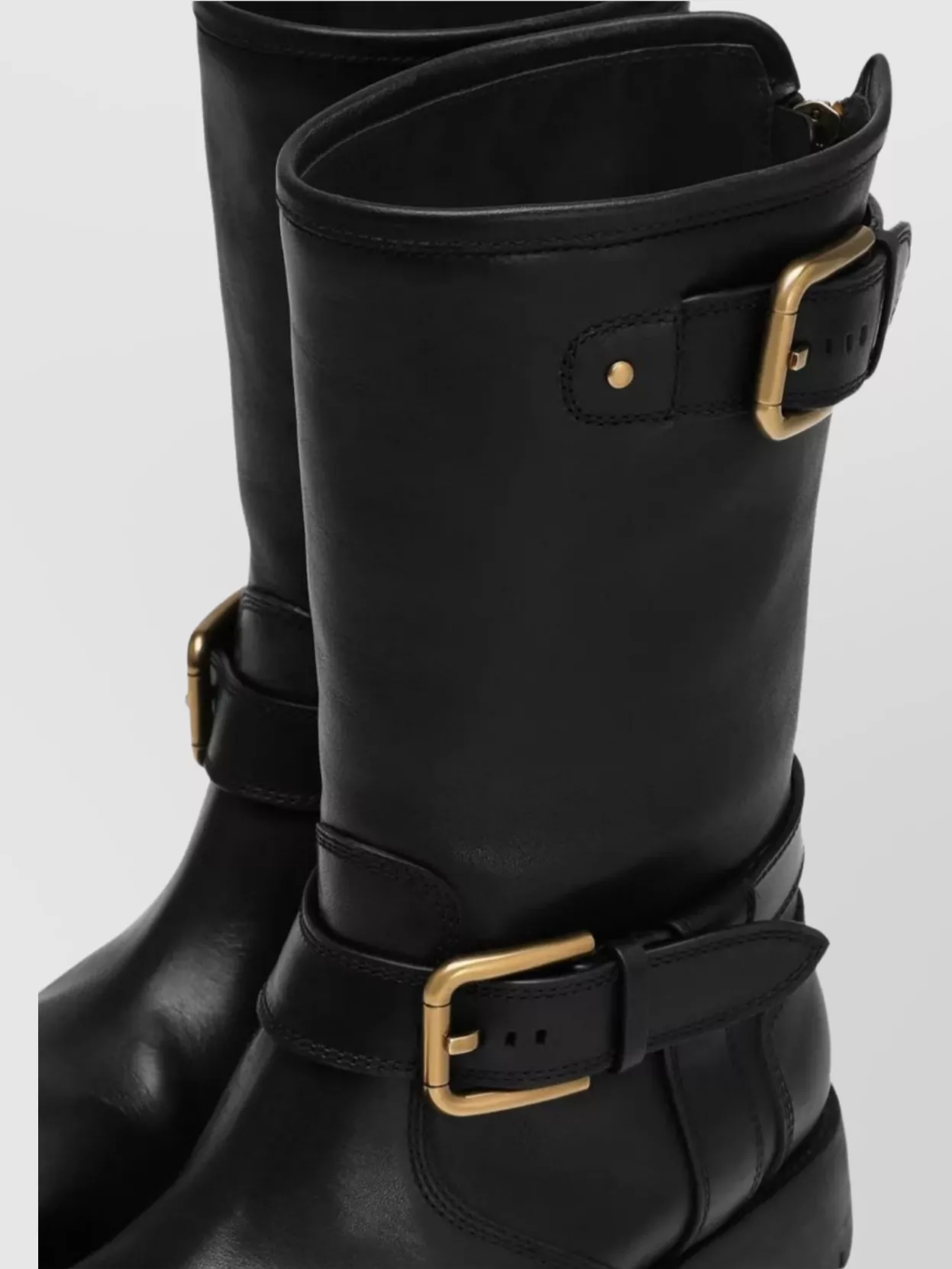 Dolce & Gabbana Buckle Lug Mid-calf Round Toe Boots In Black