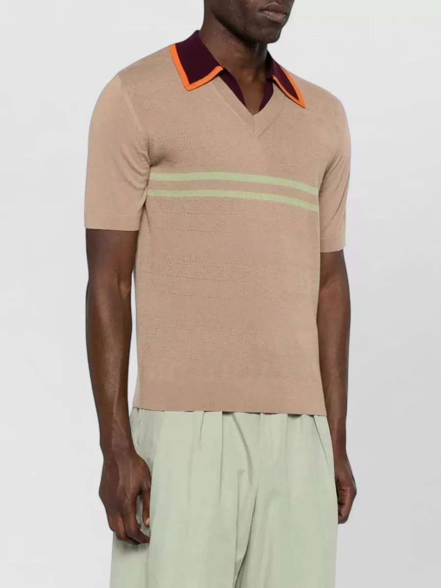 Dries Van Noten Striped Short-Sleeve Polo Shirt