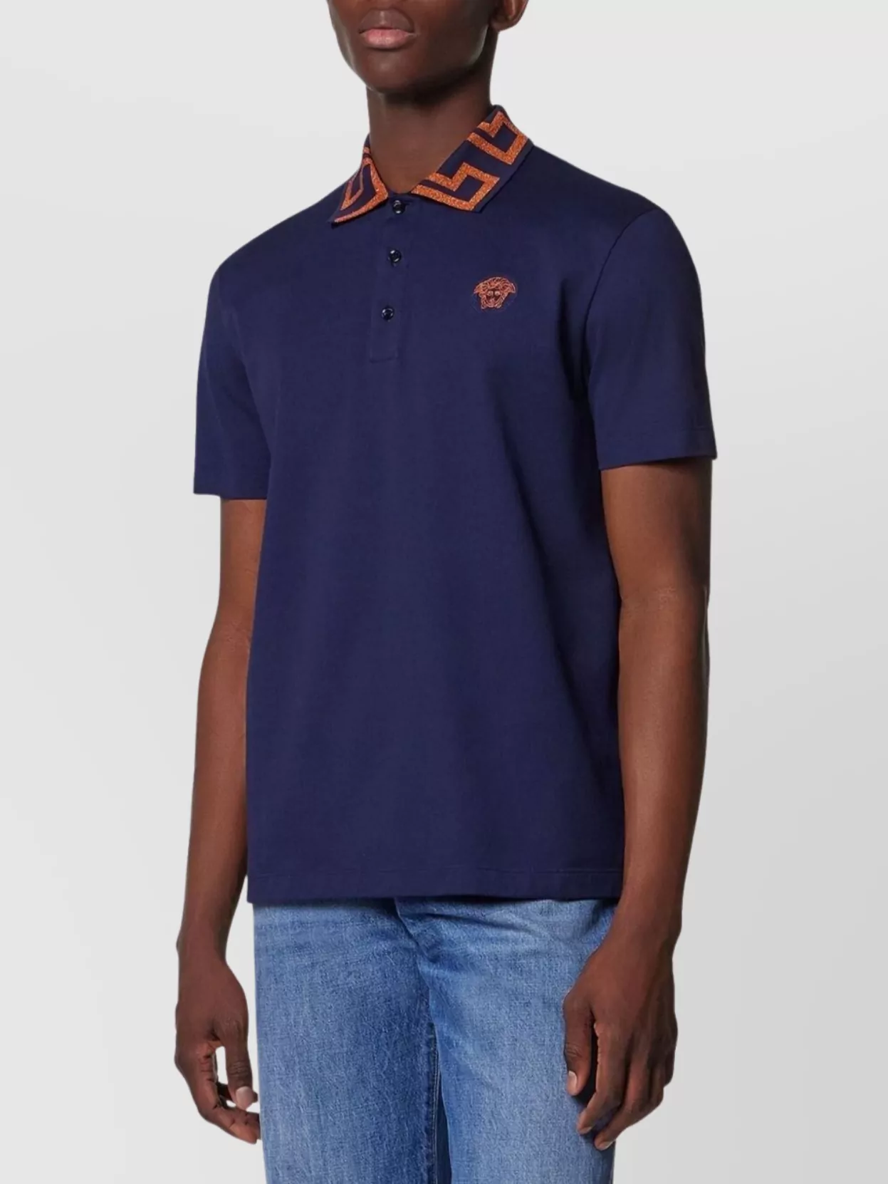 Versace Collar Contrast Polo Shirt