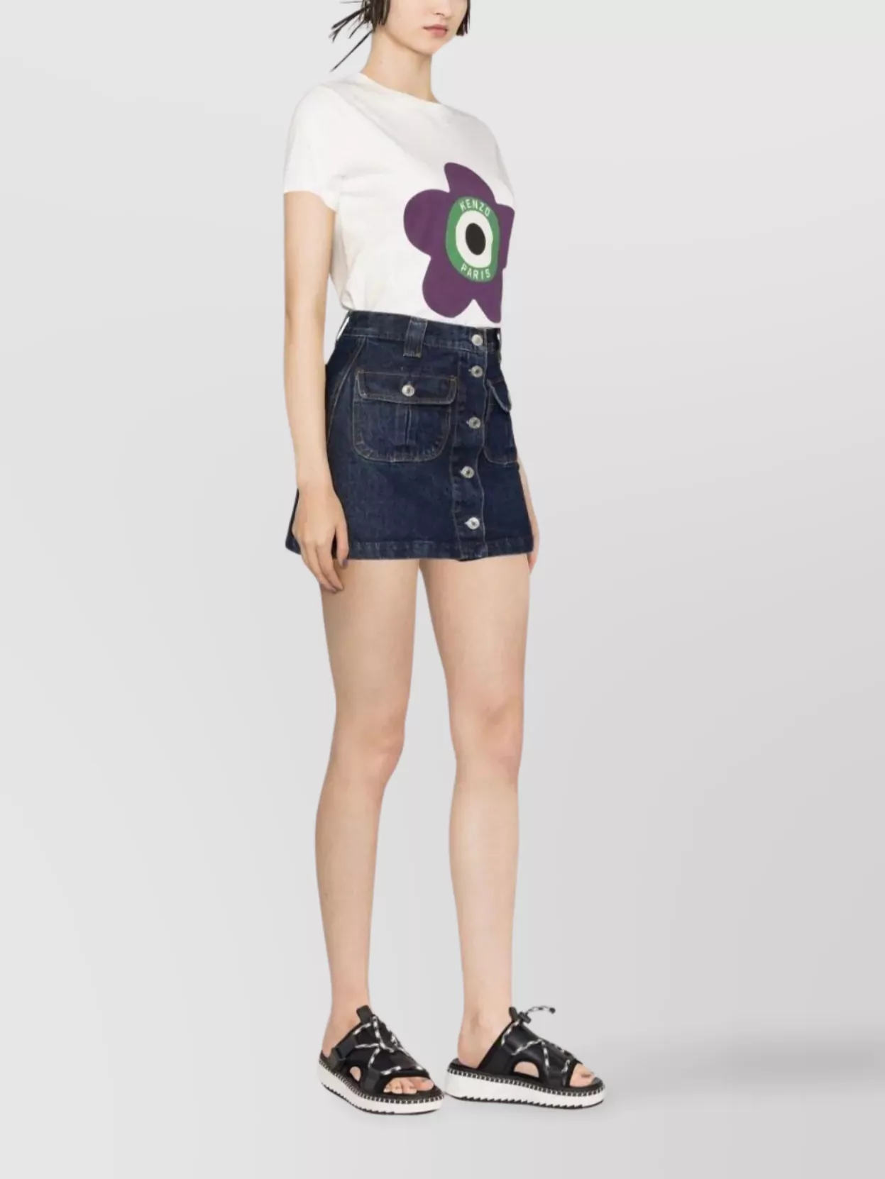 Kenzo Target Floral Graphic Print Crew Neck T-Shirt