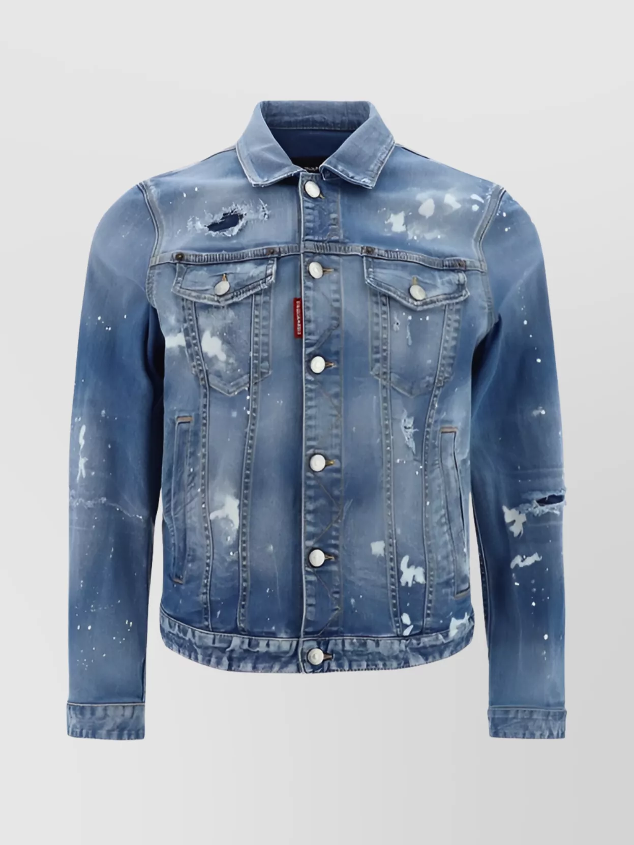 Shop Dsquared2 Distressed Denim Jacket With Collar
