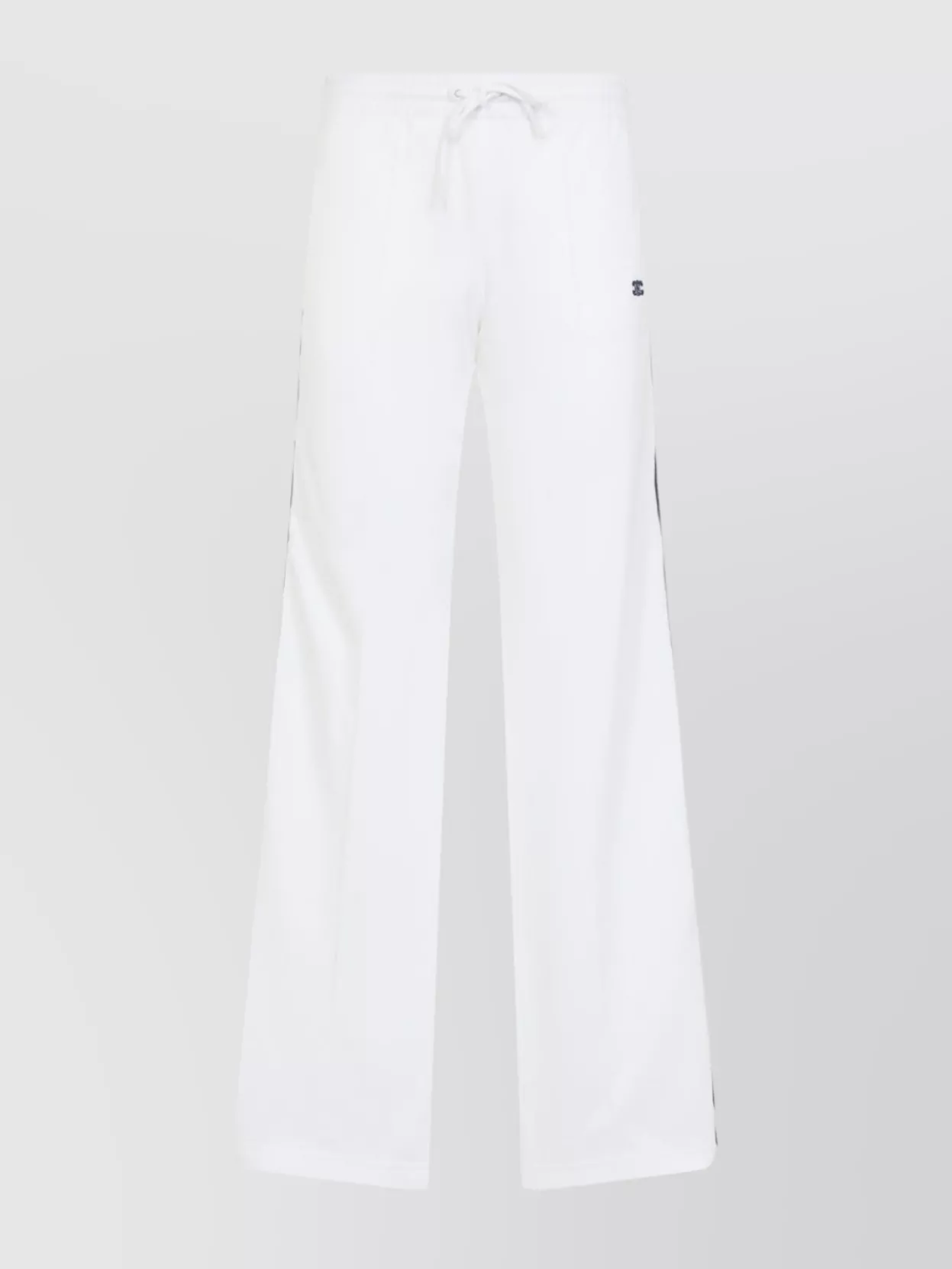 Celine Sporty Trousers With Drawstring Waist And Side Stripes In White