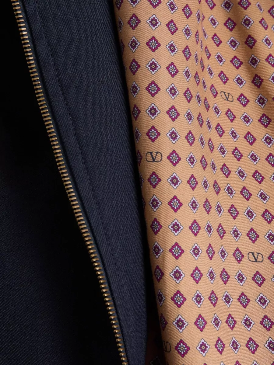 Valentino Garavani Nylon Bomber Jacket Vgold Logo Detail