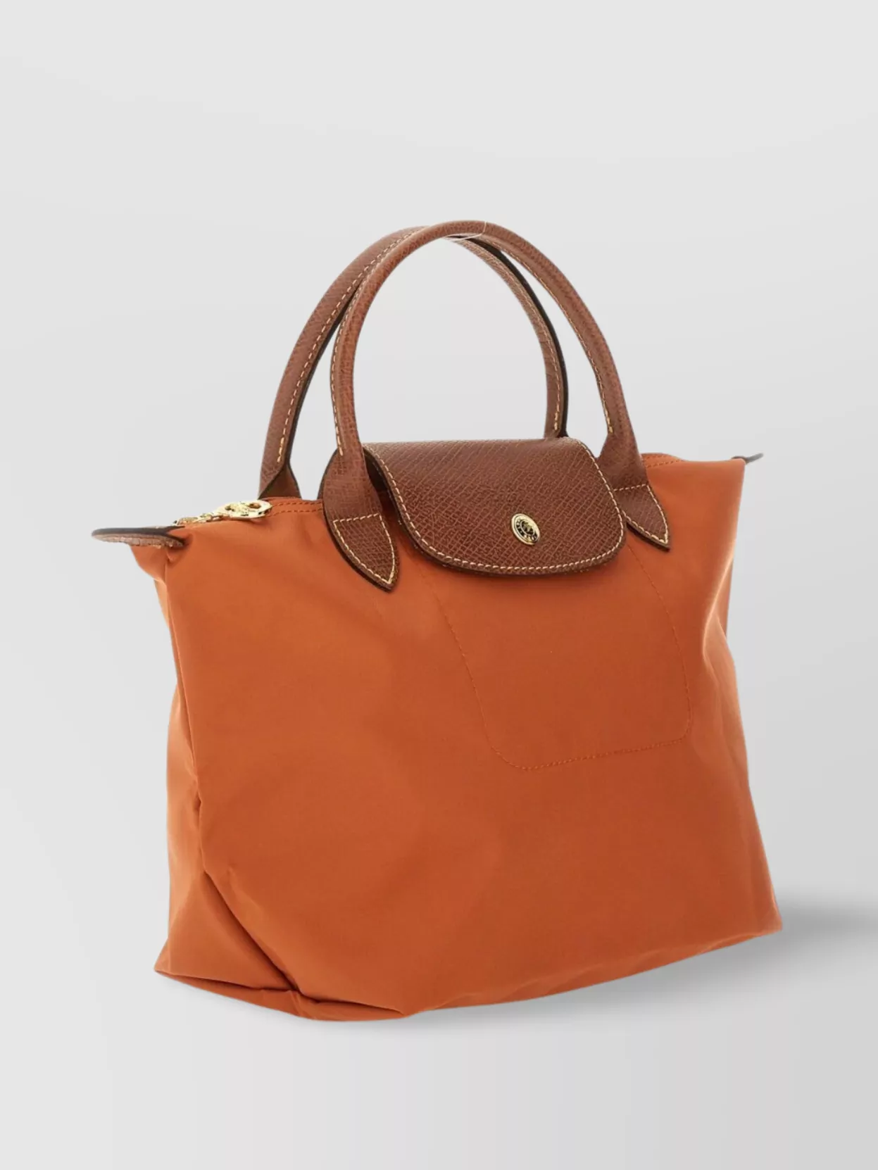 Longchamp Stitching Contrast Hardware Gold Handle Top
