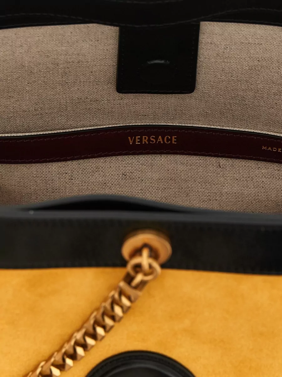 Versace Small Suede And Leather Bucket Bag