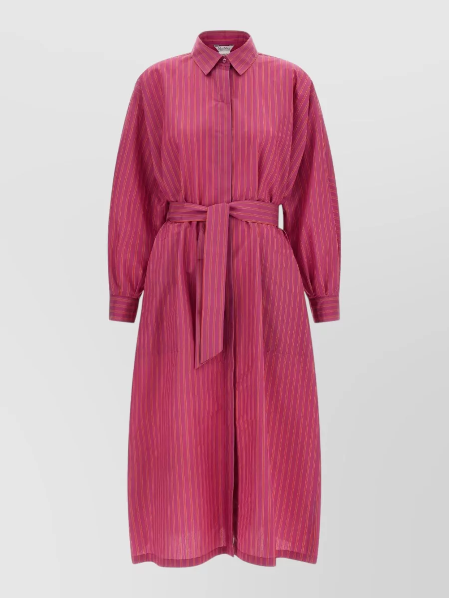 Max Mara Striped cotton silk shirt midi dress
