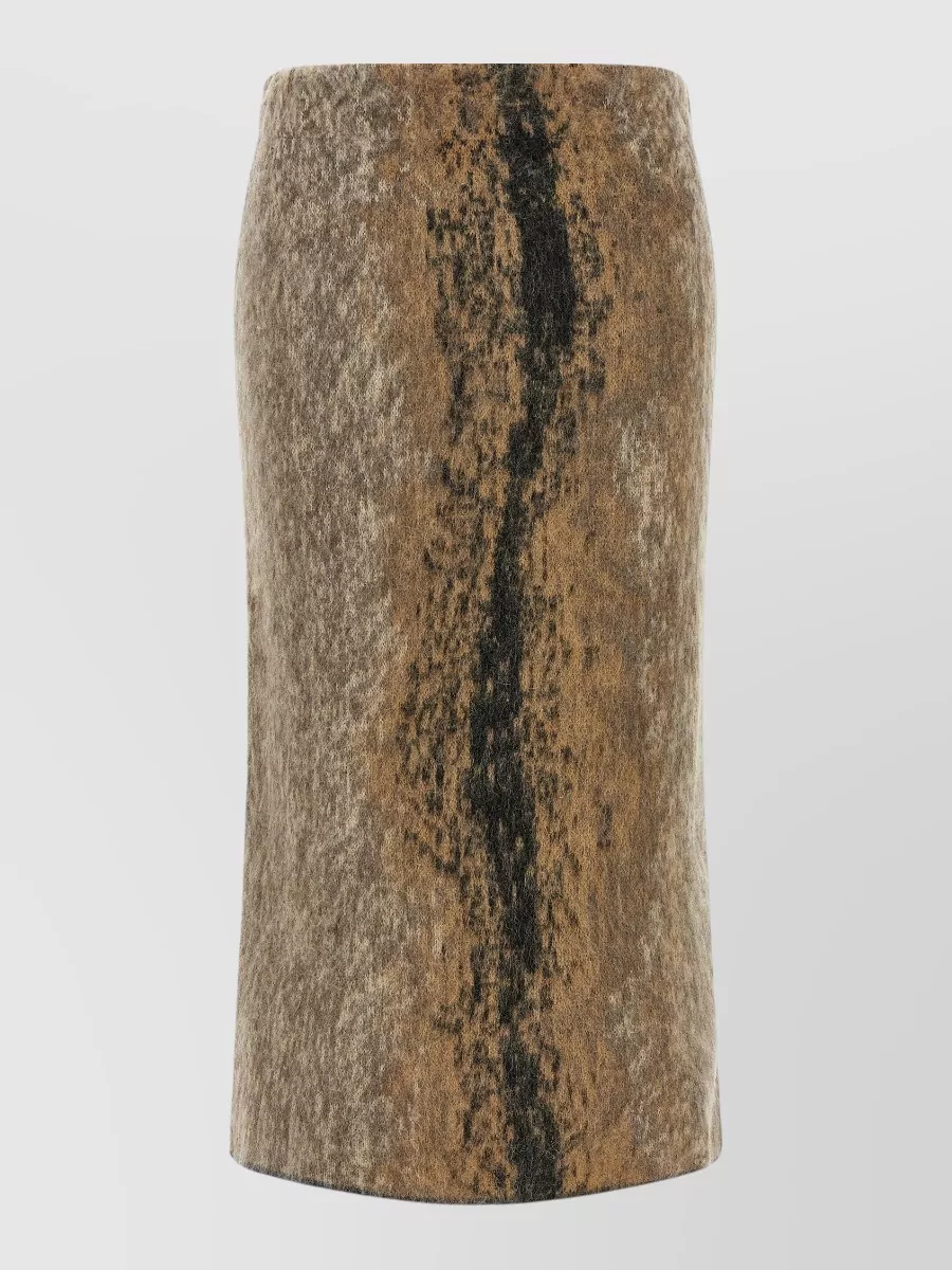 Nude Wool midi fitted skirt