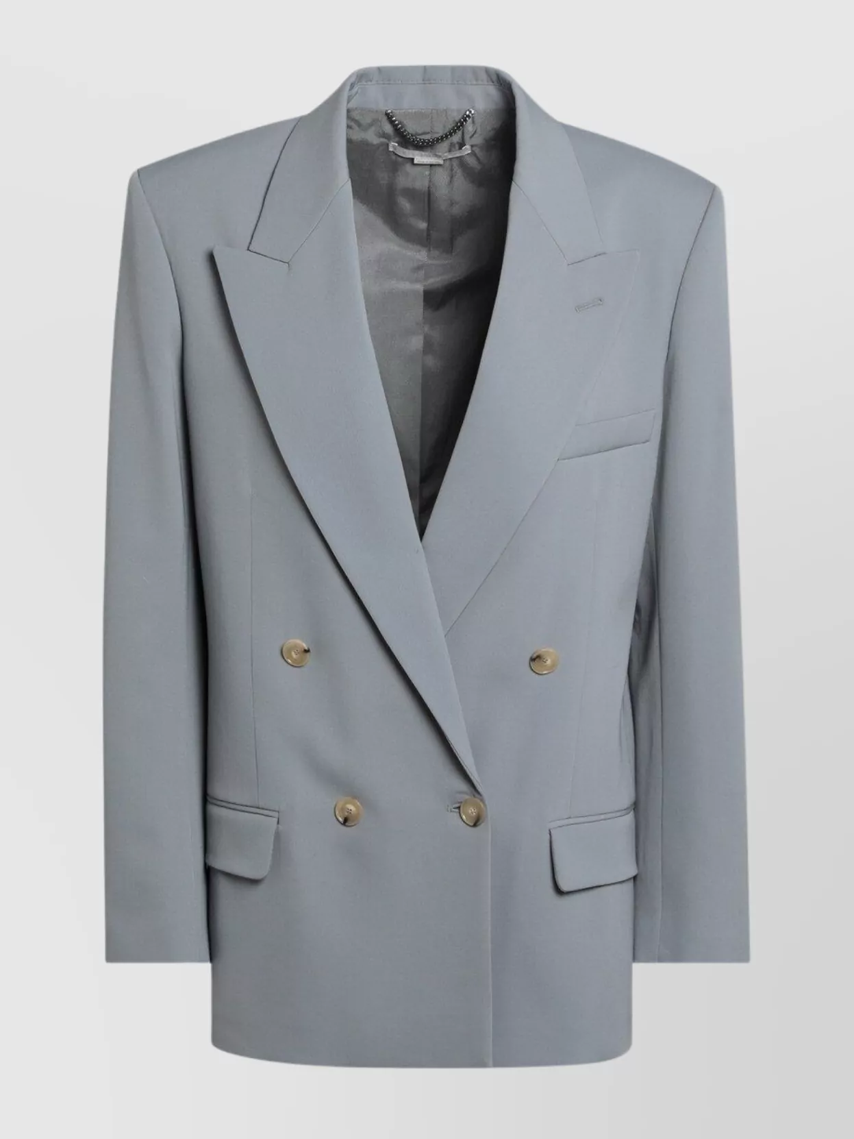 Stella Mccartney Wool Double Breasted Jacket With Back Vent In Blue