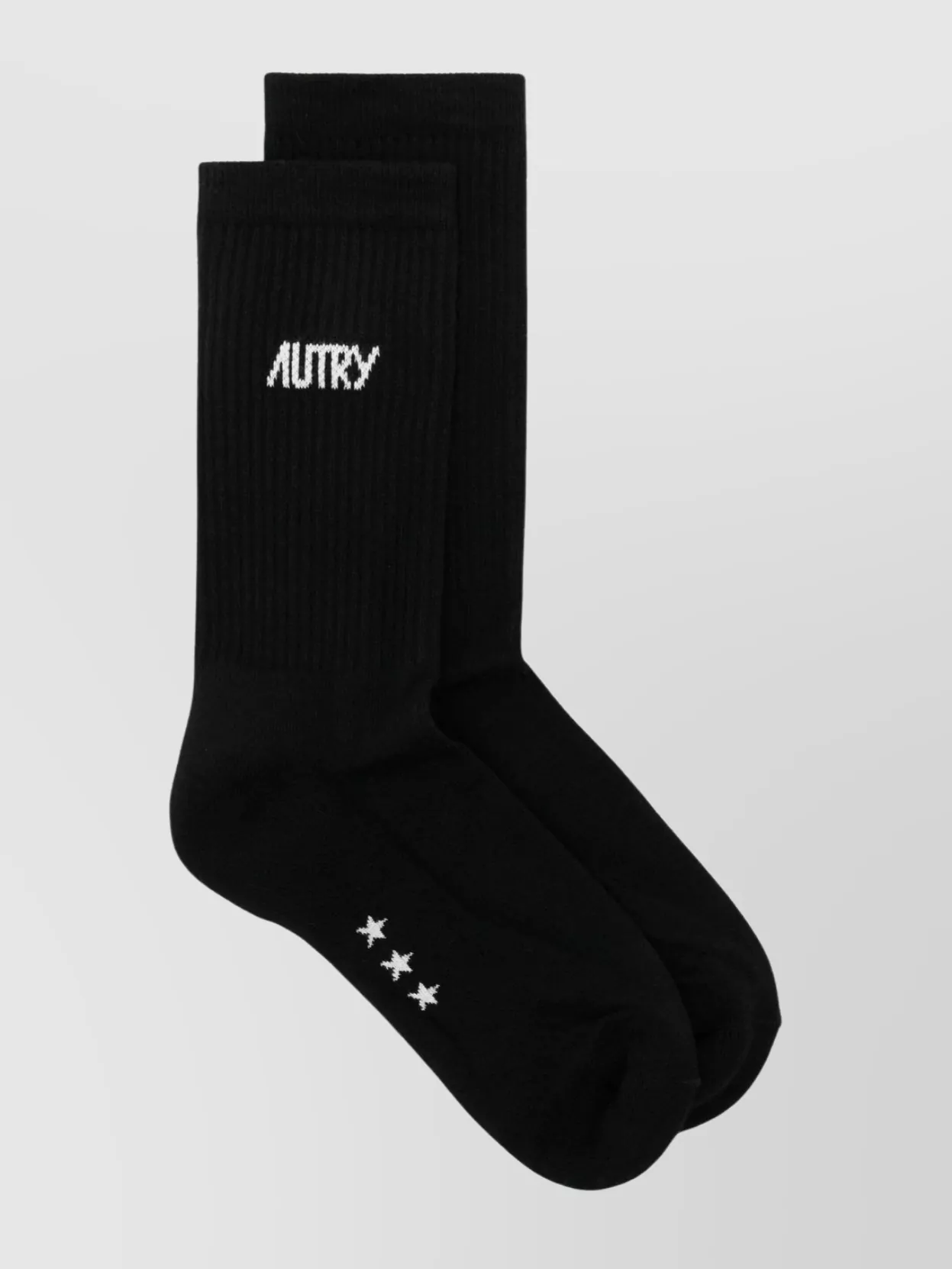 Autry Star Ribbed Ankle Length Socks In Black