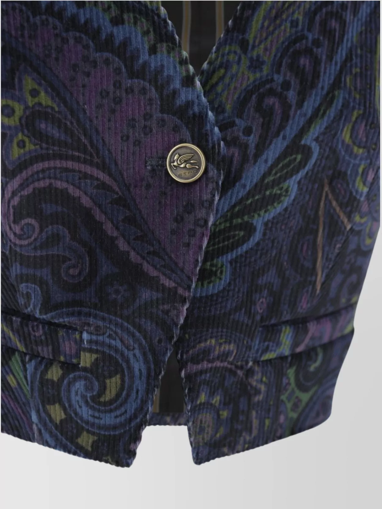 Etro Jacquard Paisley Corduroy Velvet Waistcoat