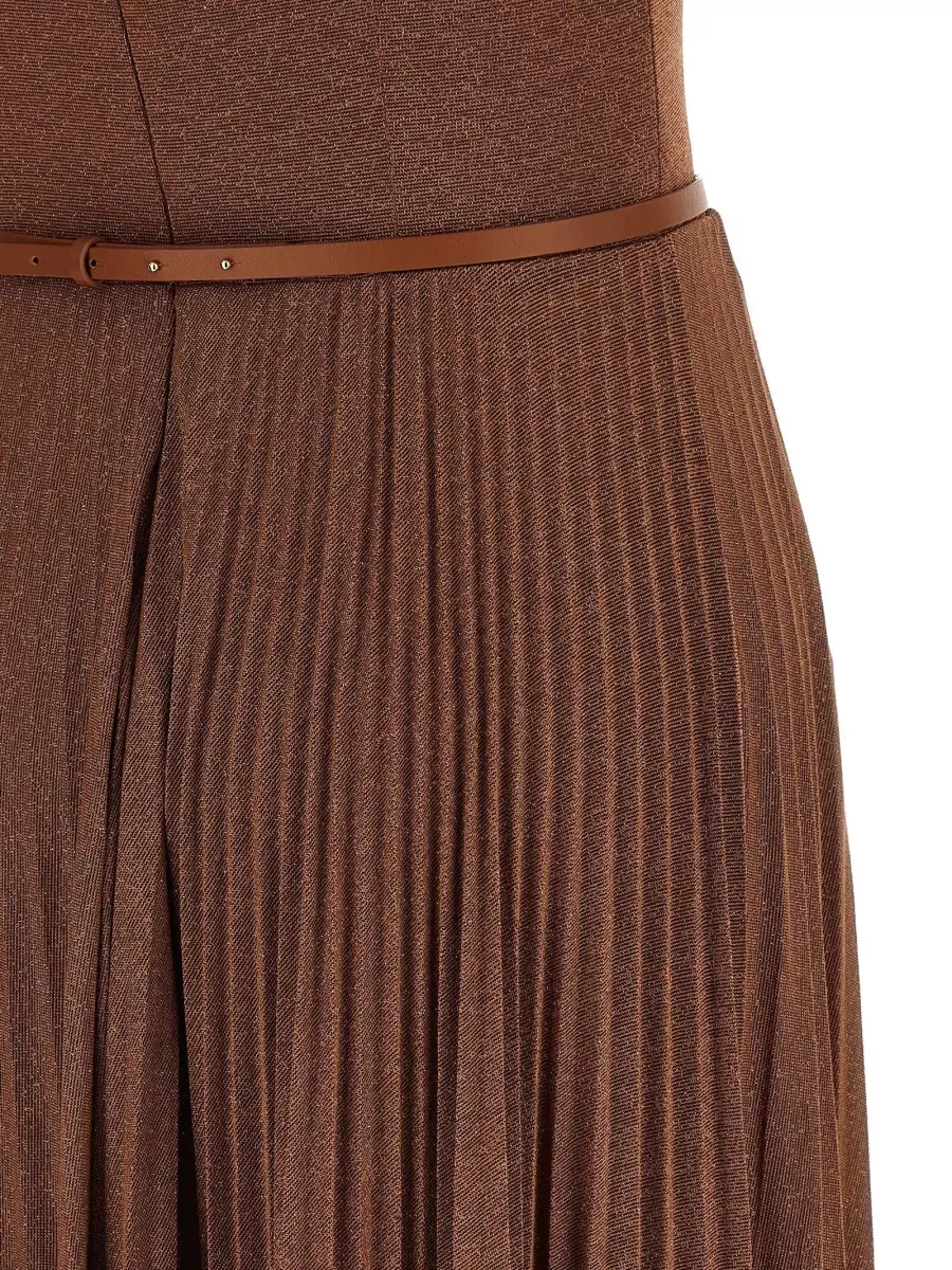 Elisabetta Franchi Carpet Dress Belt Metallic Pleated Straps