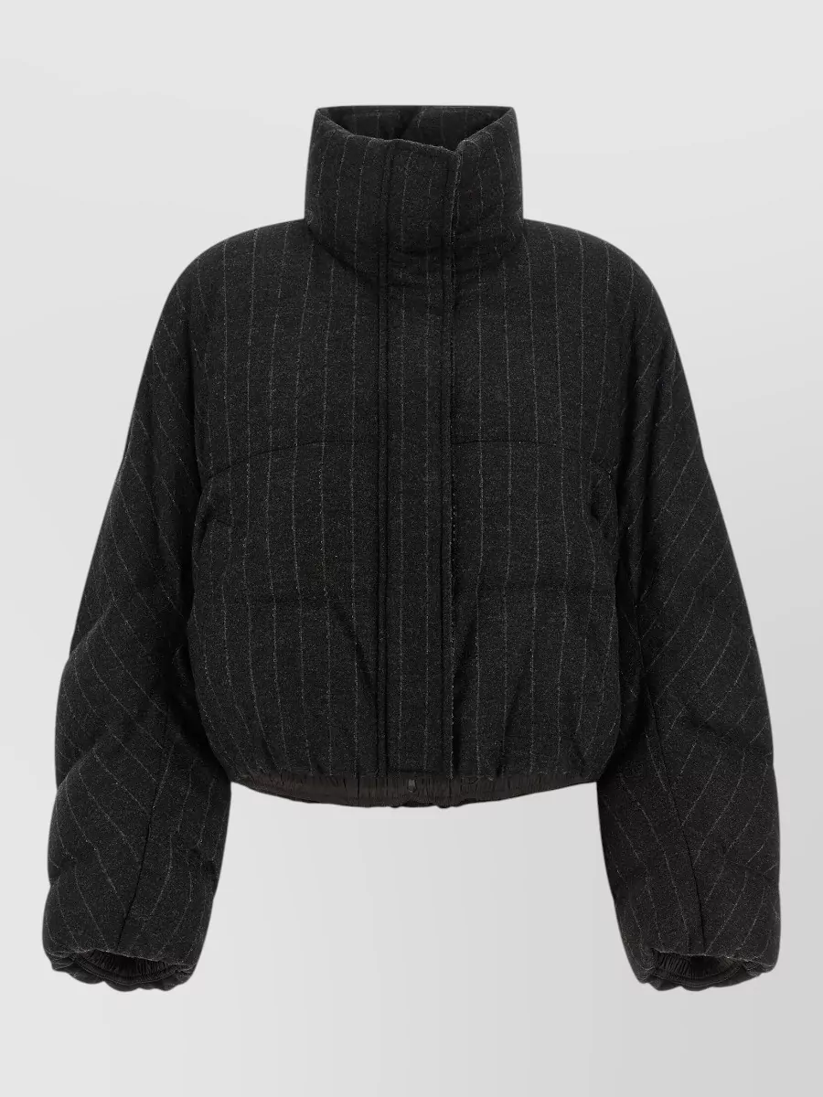 Brunello Cucinelli cashmere blend pinstriped cropped quilted down jacket