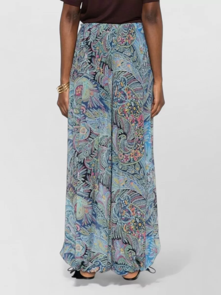 Etro Silk Paisley Printed Wide-Leg Trousers