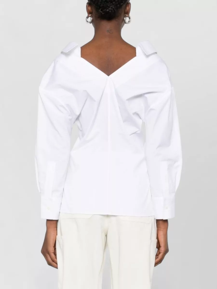 Givenchy Cotton Shirt Collar Cuffed Sleeves V Neck