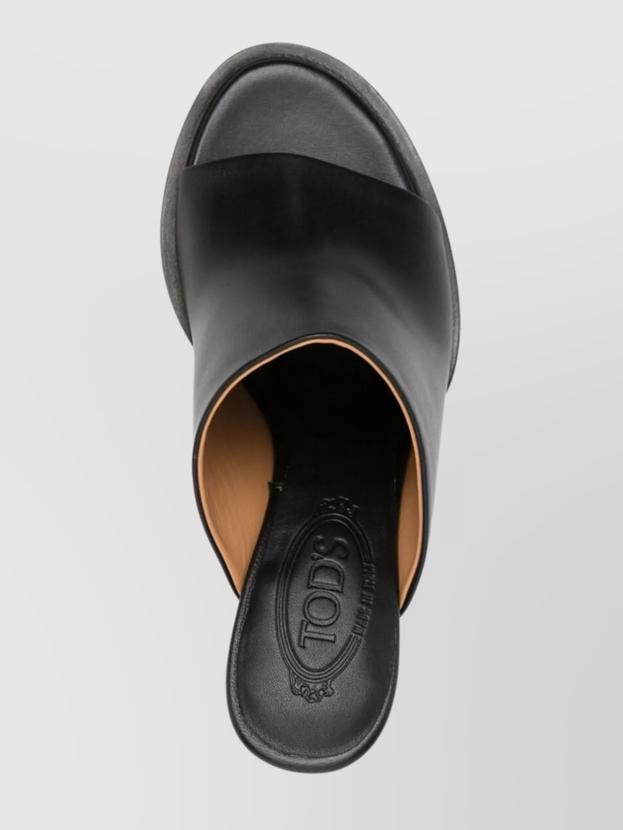 Tod's Leather Mid Heel Mules With Round Open Toe