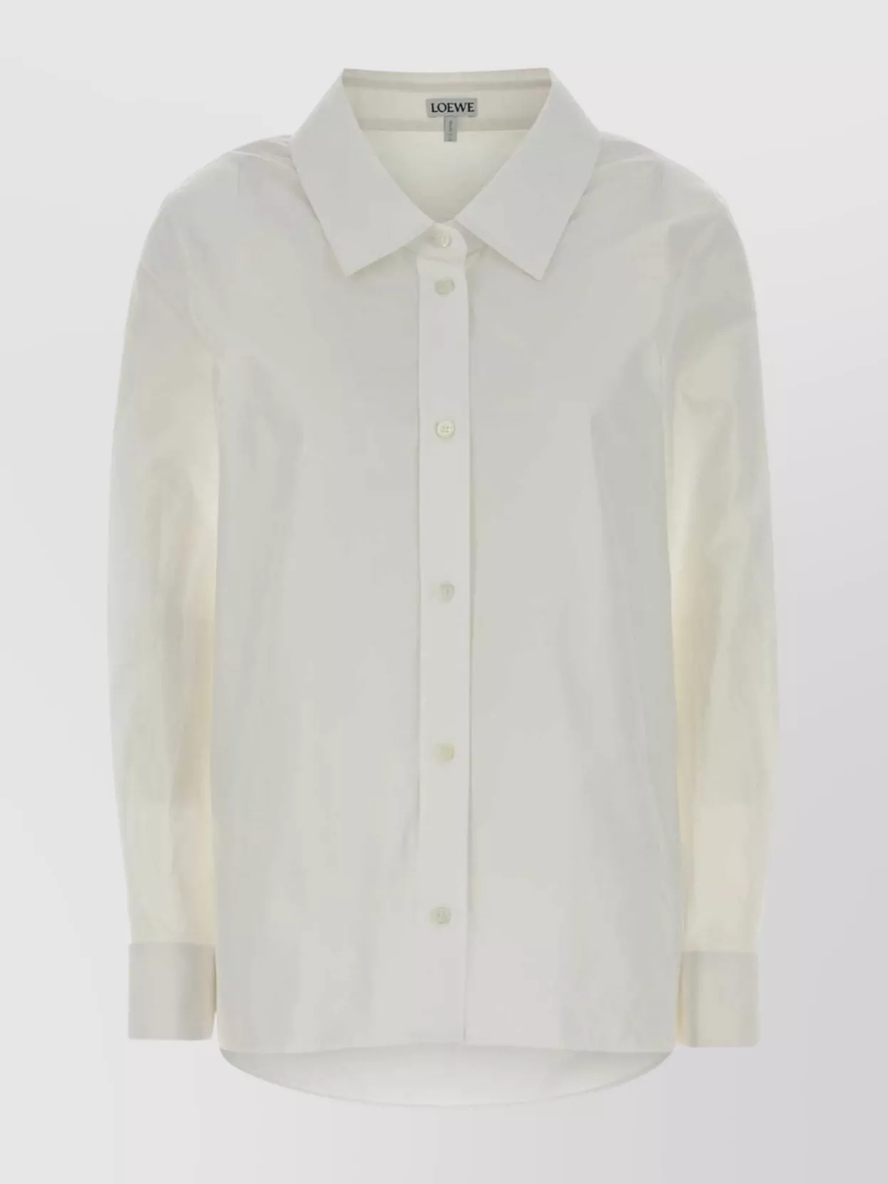 Loewe Long Sleeve Poplin Shirt With Back Pleat In White