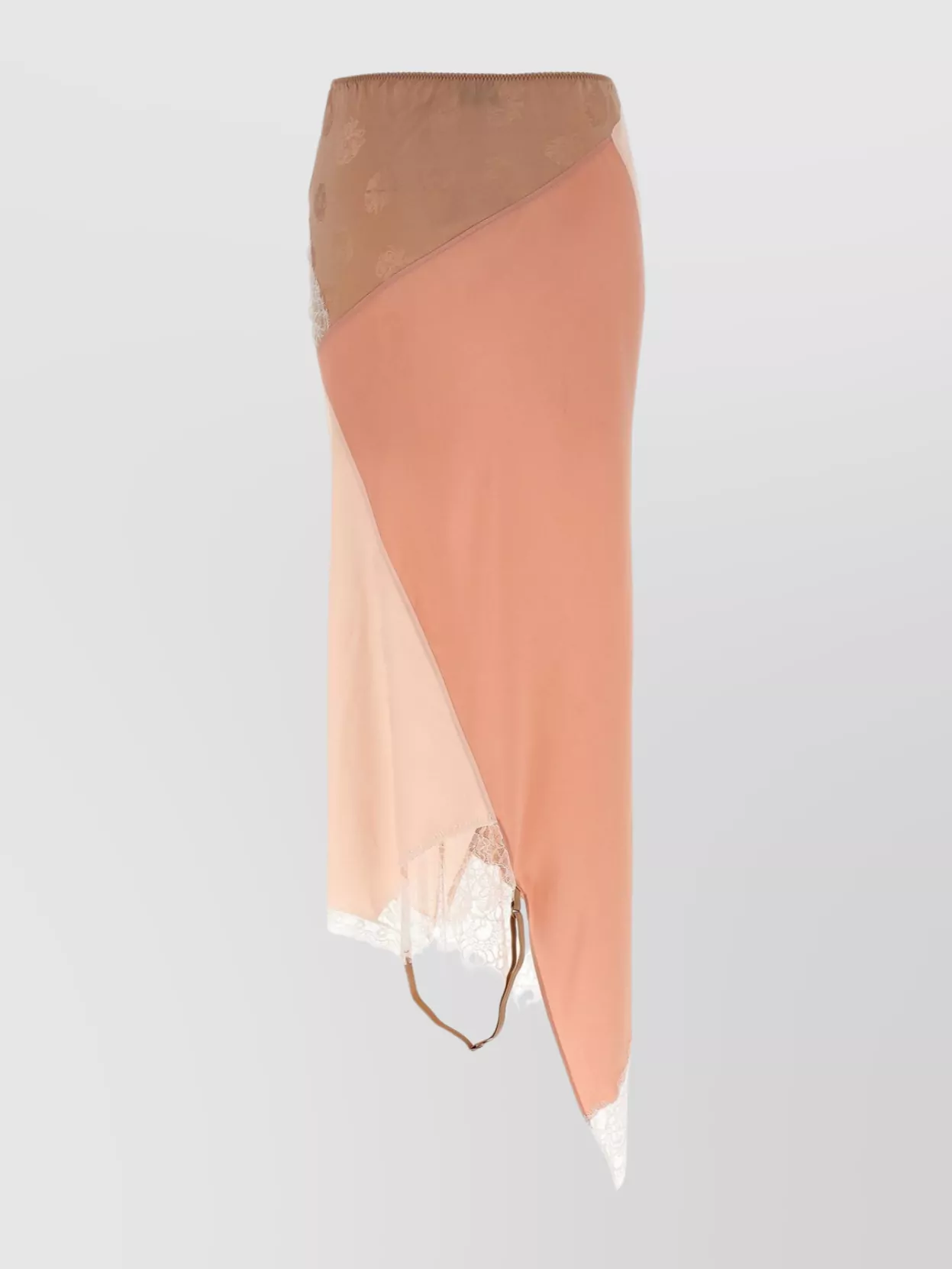 Moschino Sheer Lace Trim Asymmetric Overlay Skirt In Pink
