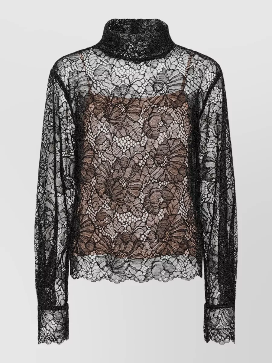 Rotate Lace high-neck long-sleeve blouse