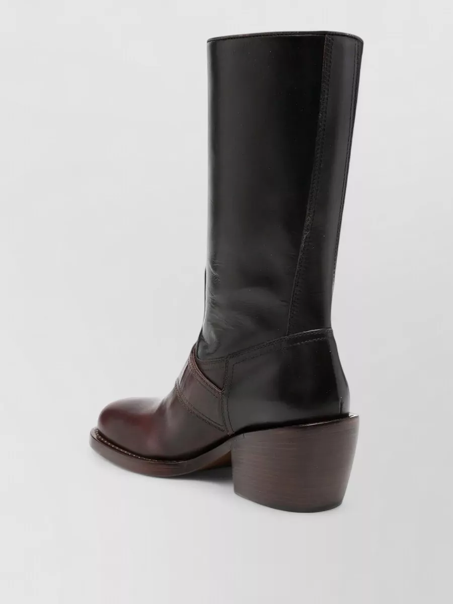 Dries Van Noten Leather Square Toe Boots