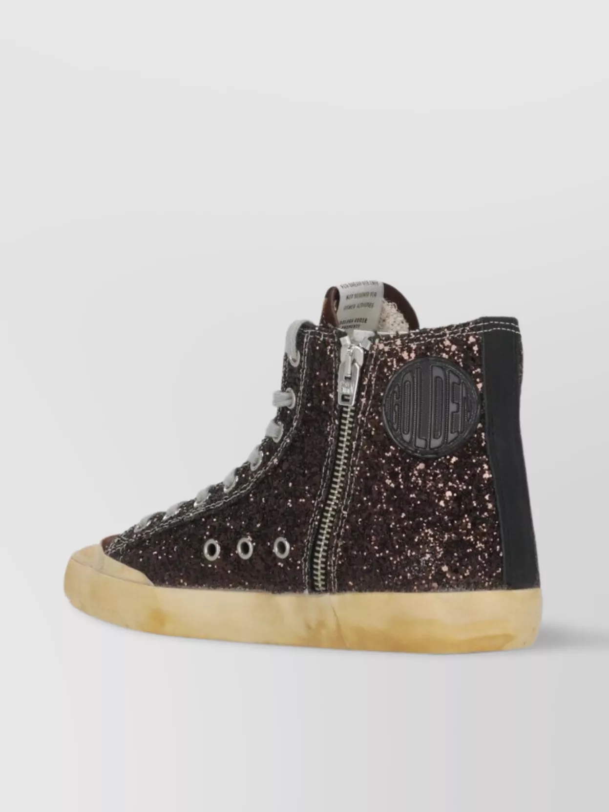 Golden Goose Leather High Top Glitter Sneakers