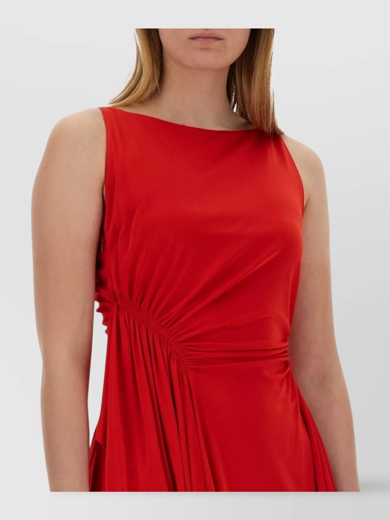 Lanvin Draped Sleeveless Asymmetric Hem Midi Dress