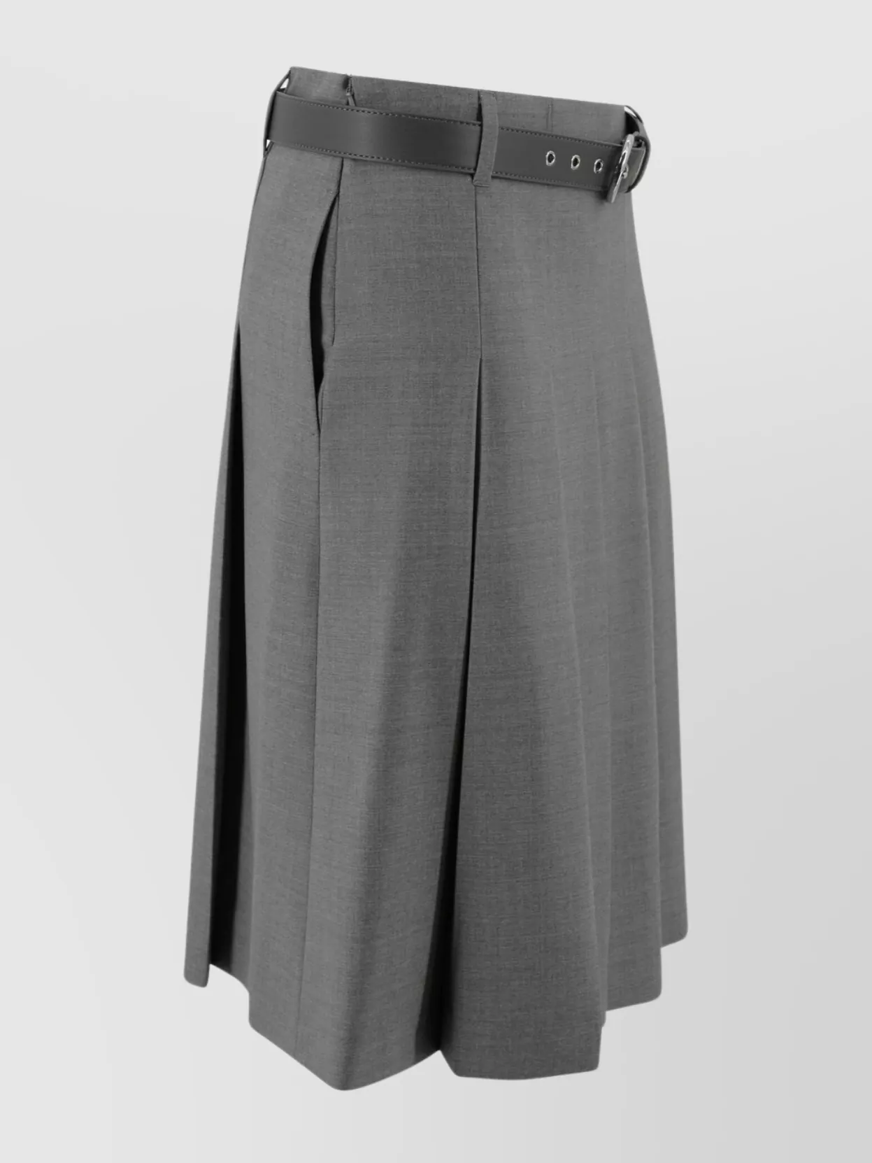 S Max Mara Wool Pleated Tailored Midi Skirt With Slits