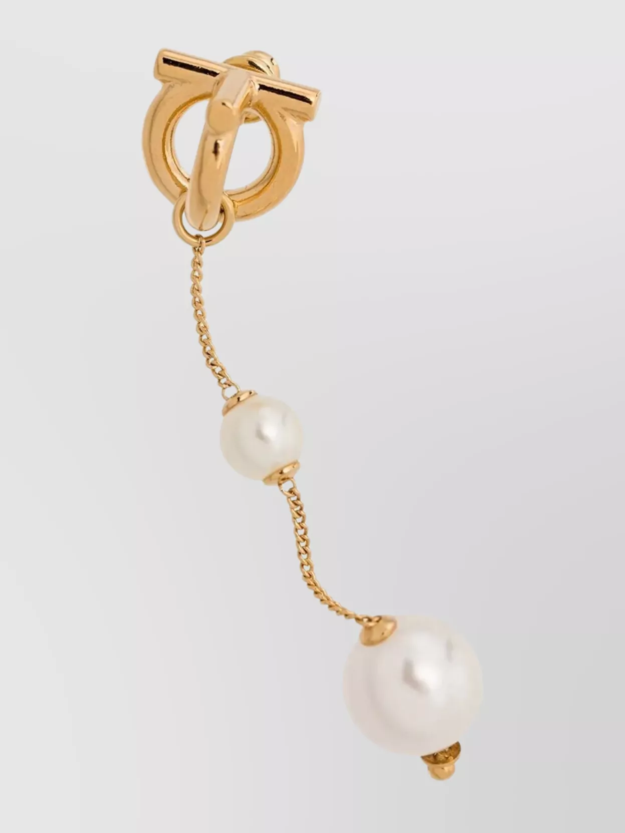 Ferragamo Double Pearl Gancini Pendant Earrings In Pink