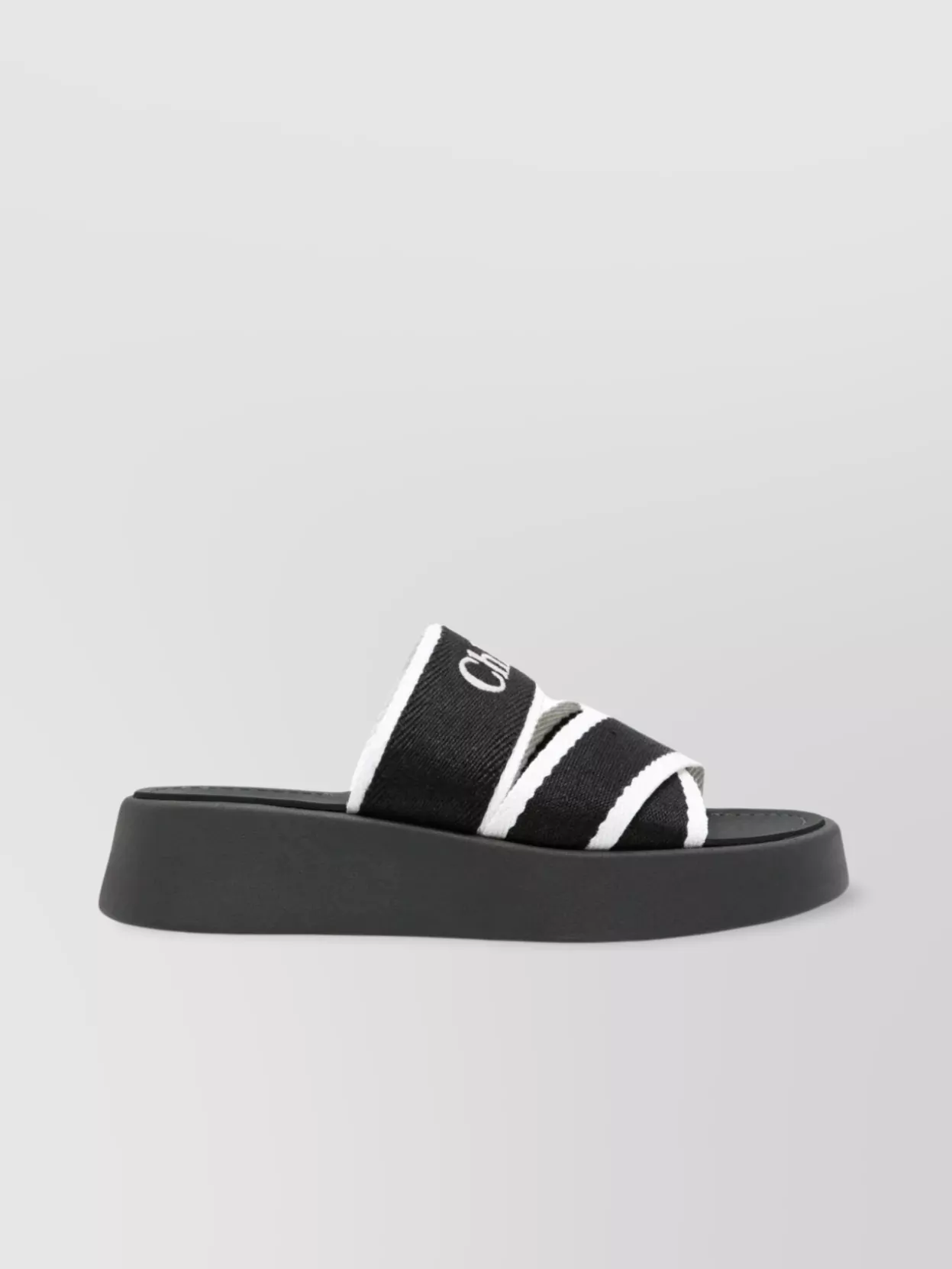 Shop Chloé Striped Open Toe Platform Sandals In Black