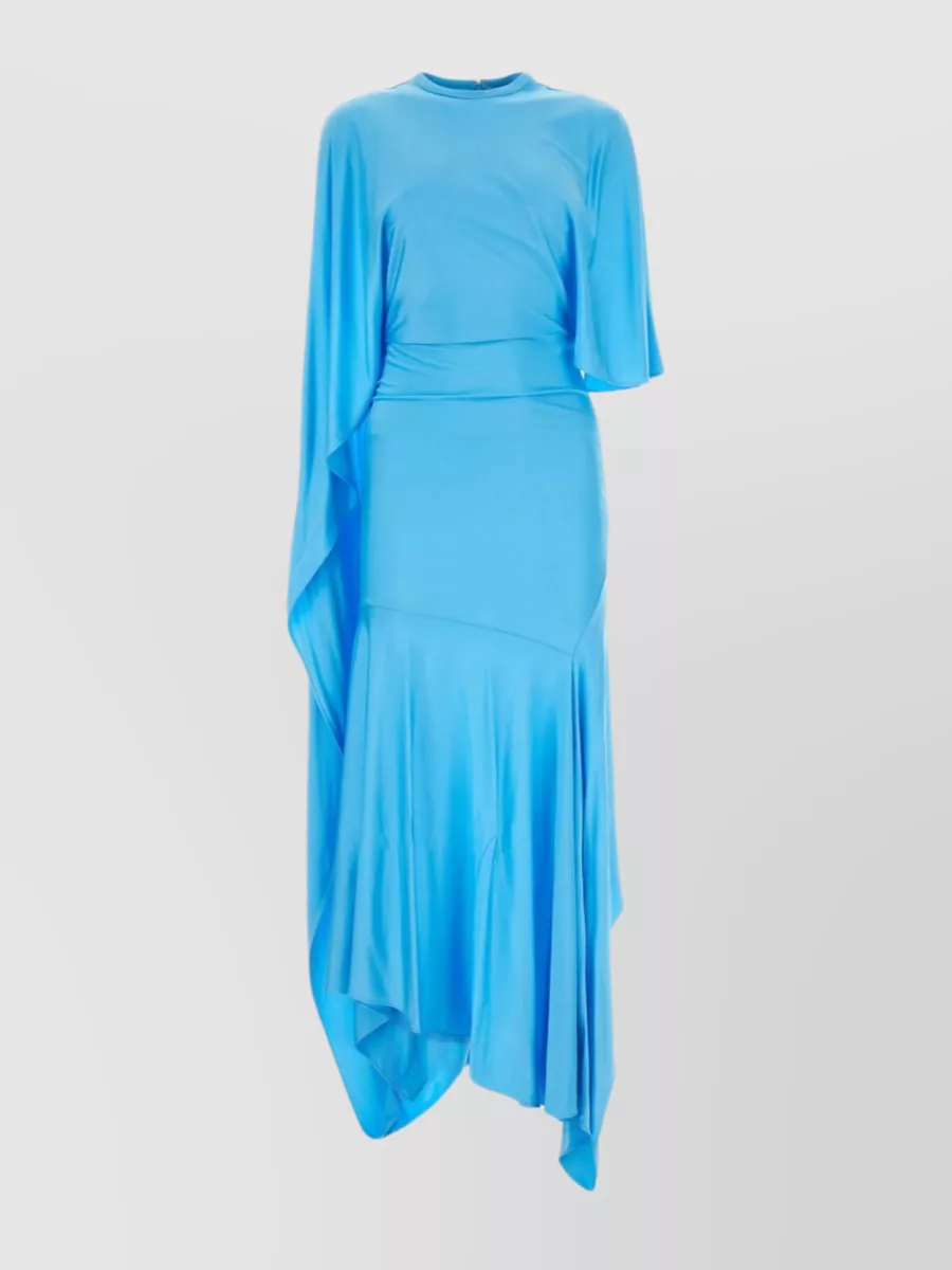 Shop Stella Mccartney Unique Hemline Flowing Dress In Blue